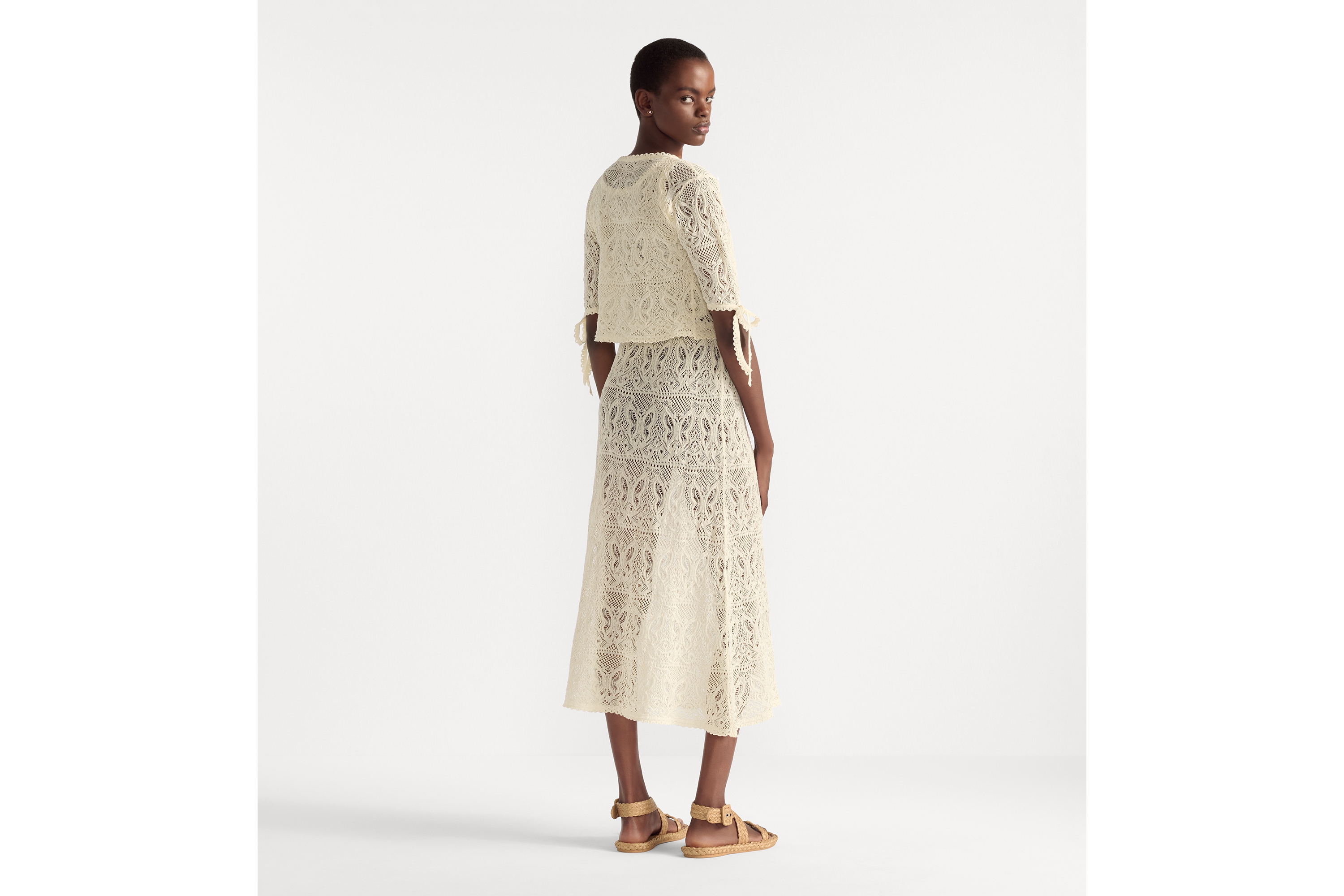 Look Twin-set Dioriviera Maille crochet de coton blanc à motif papillons E03