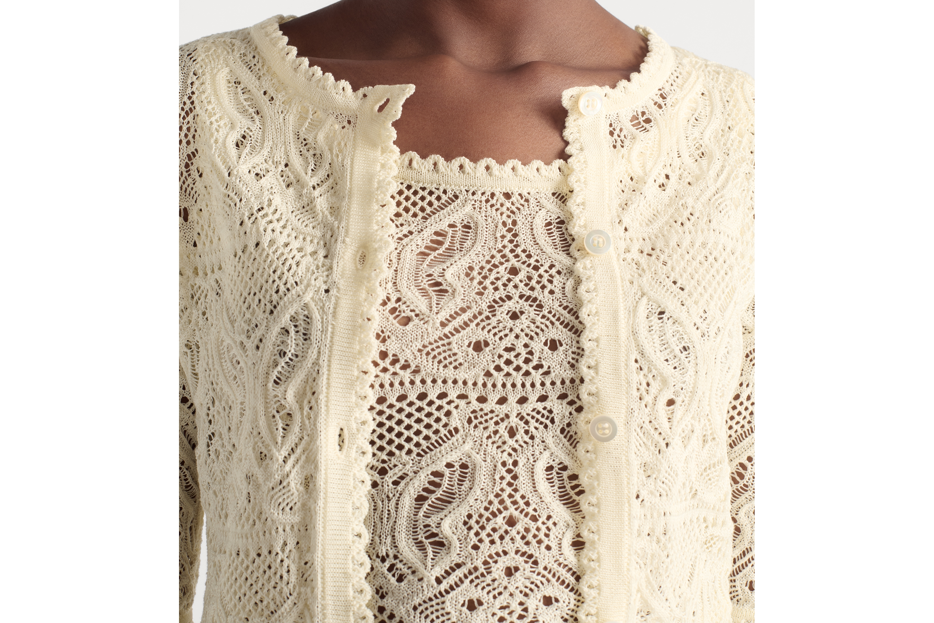 Look Twin-set Dioriviera Maille crochet de coton blanc à motif papillons E12