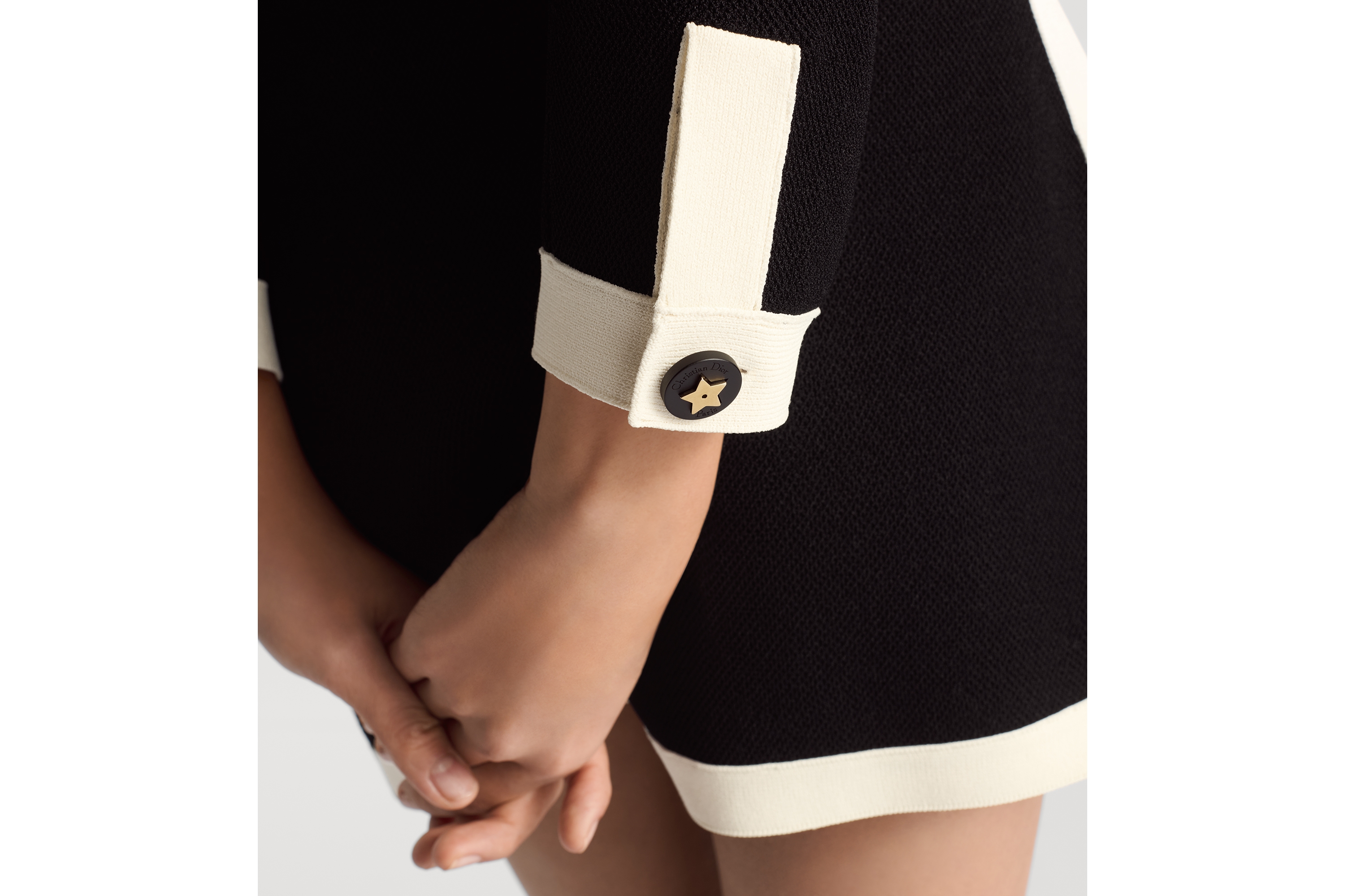 Look Dioriviera Cropped Jacket Black and Ecru Technical Knit E10