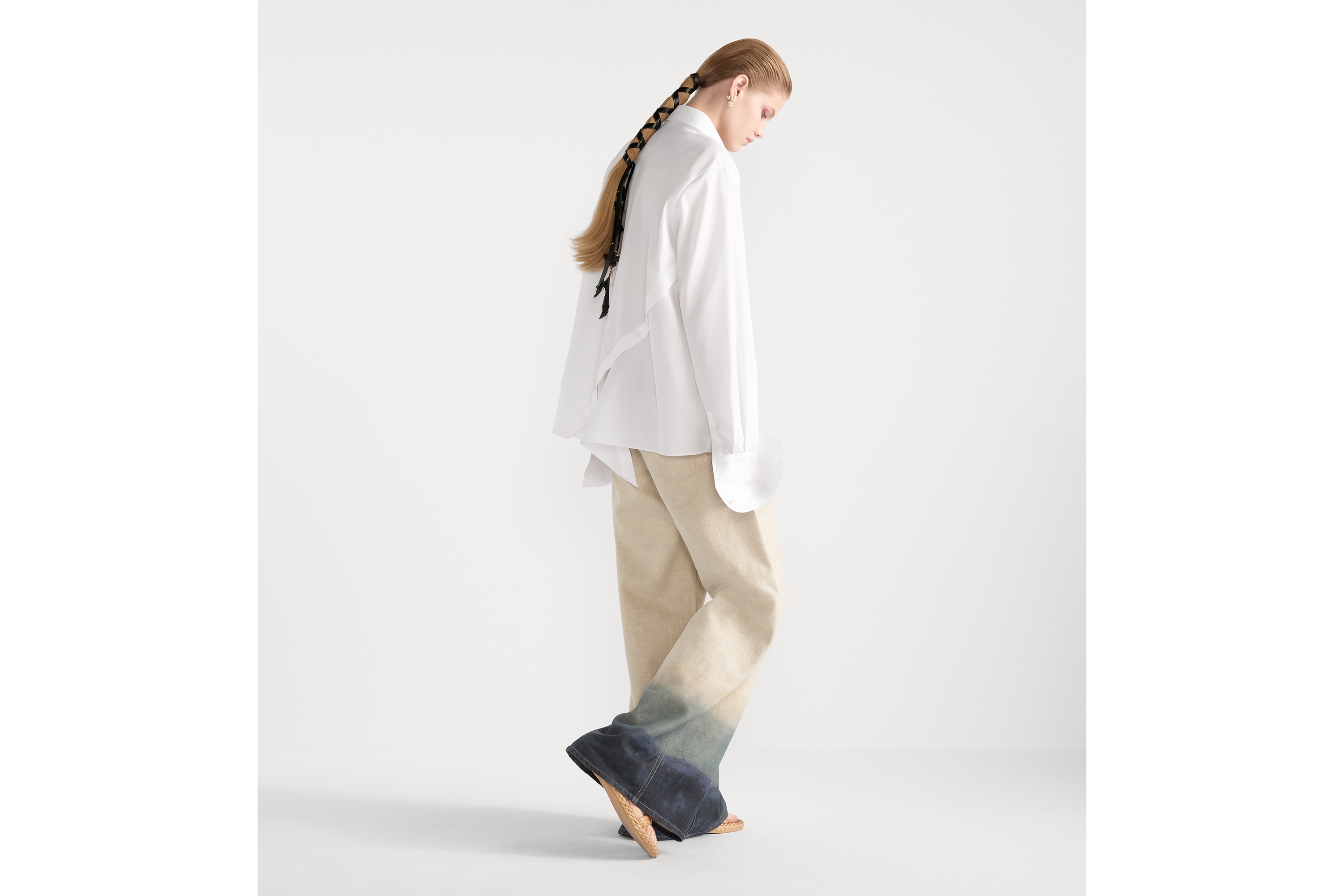 Blouse with Oblique Closure White Cotton Poplin E03