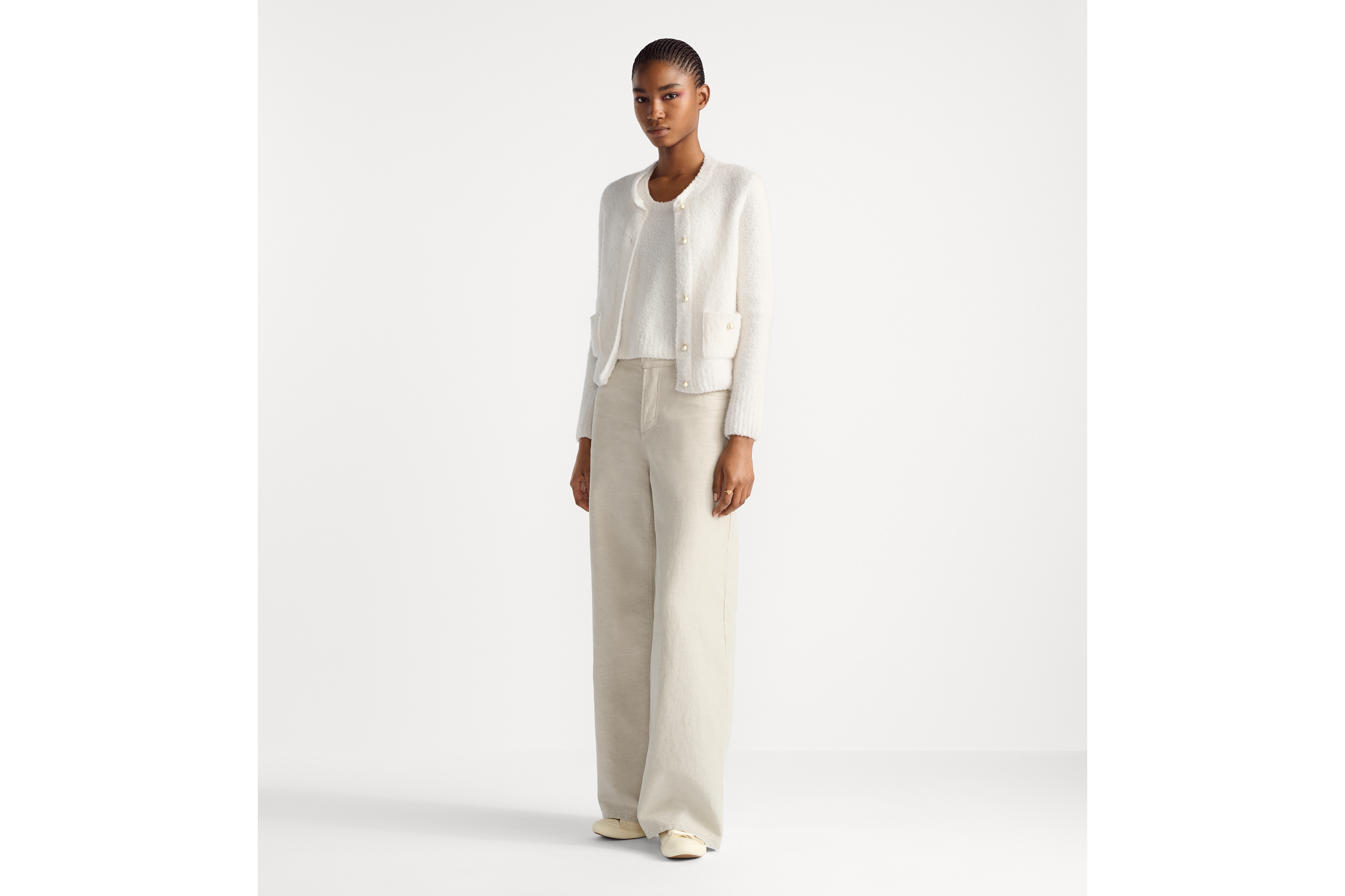 Look Twinset Ecru Wool-Cashmere-Blend Knit E01