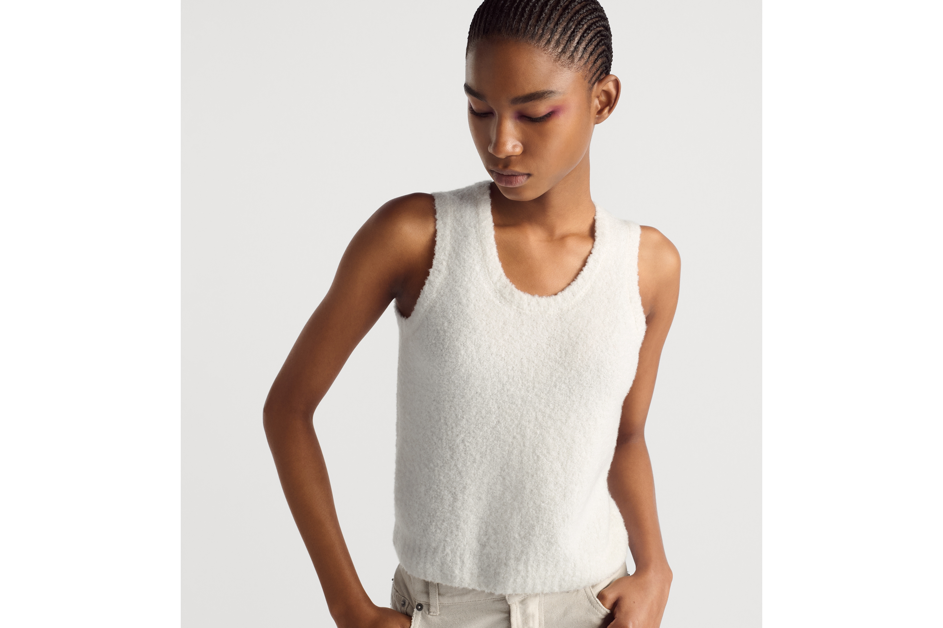 Look Twinset Ecru Wool-Cashmere-Blend Knit E05