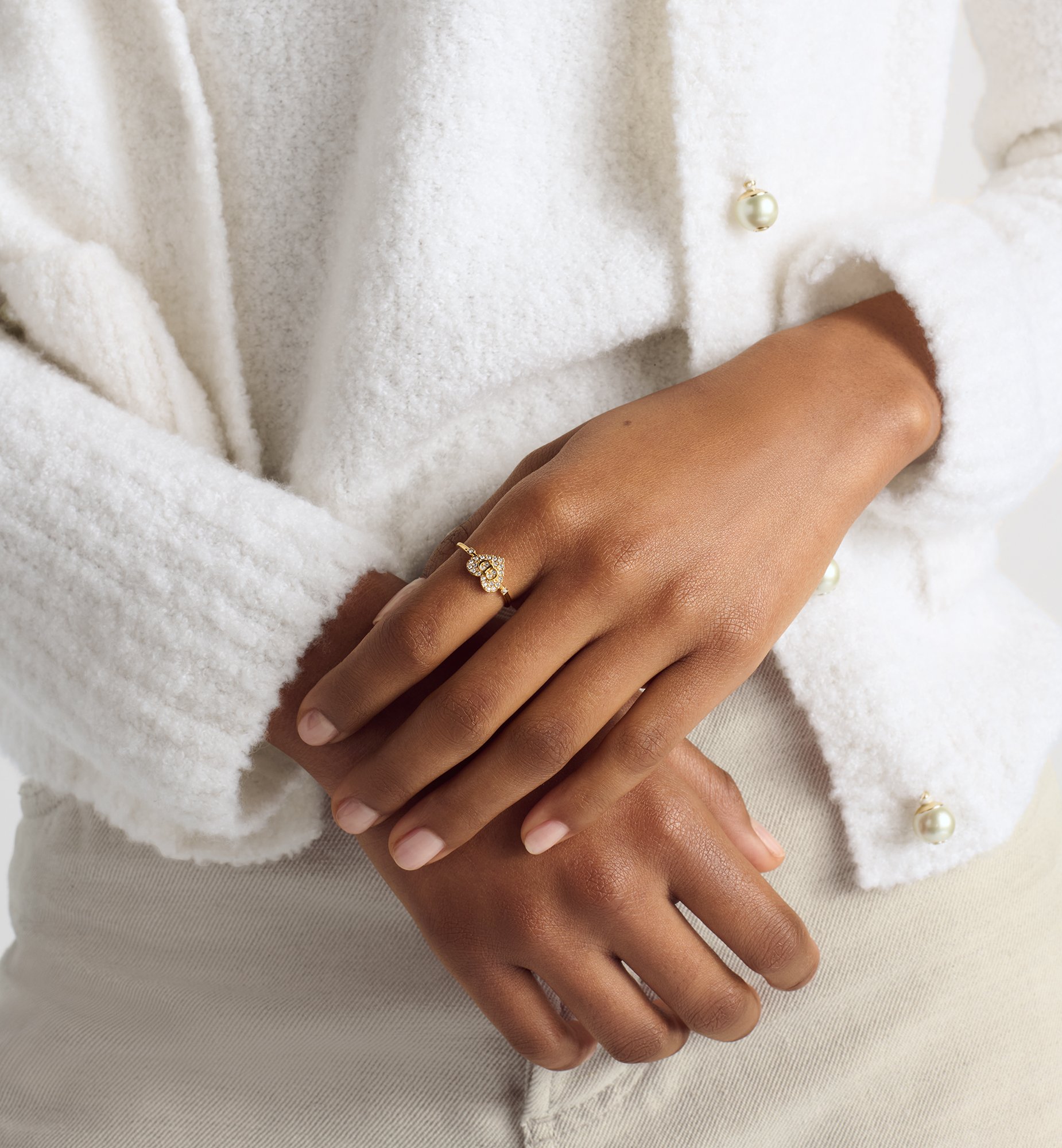 Clair D Lune Ring Gold-Finish Metal and Silver-Tone Crystals Clair D Lune Ring Gold-Finish Metal and Silver-Tone Crystals