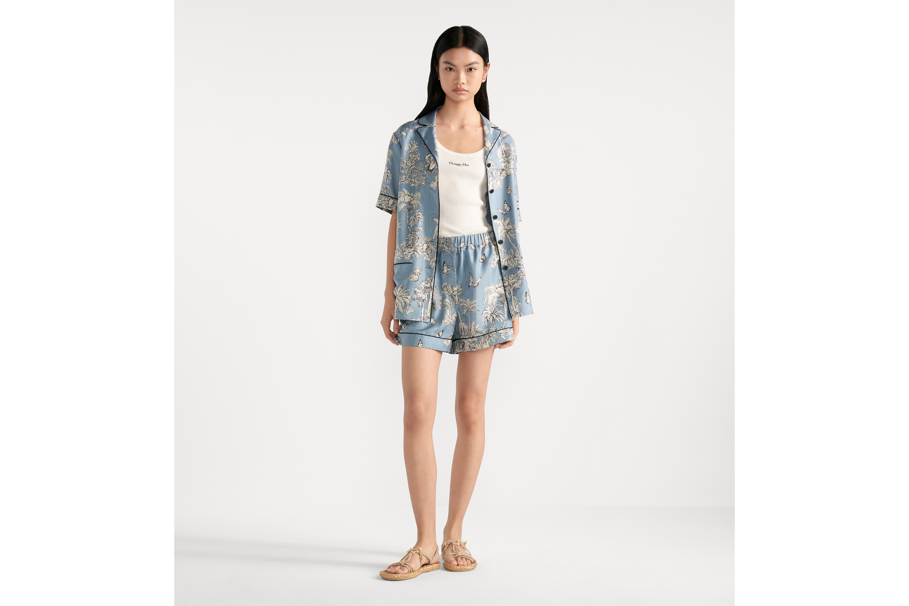 Christiaｎ Dior ２Wayブラウス SILK Dioriviera Toile de Jouy Sauvage Dior Silk Top White and