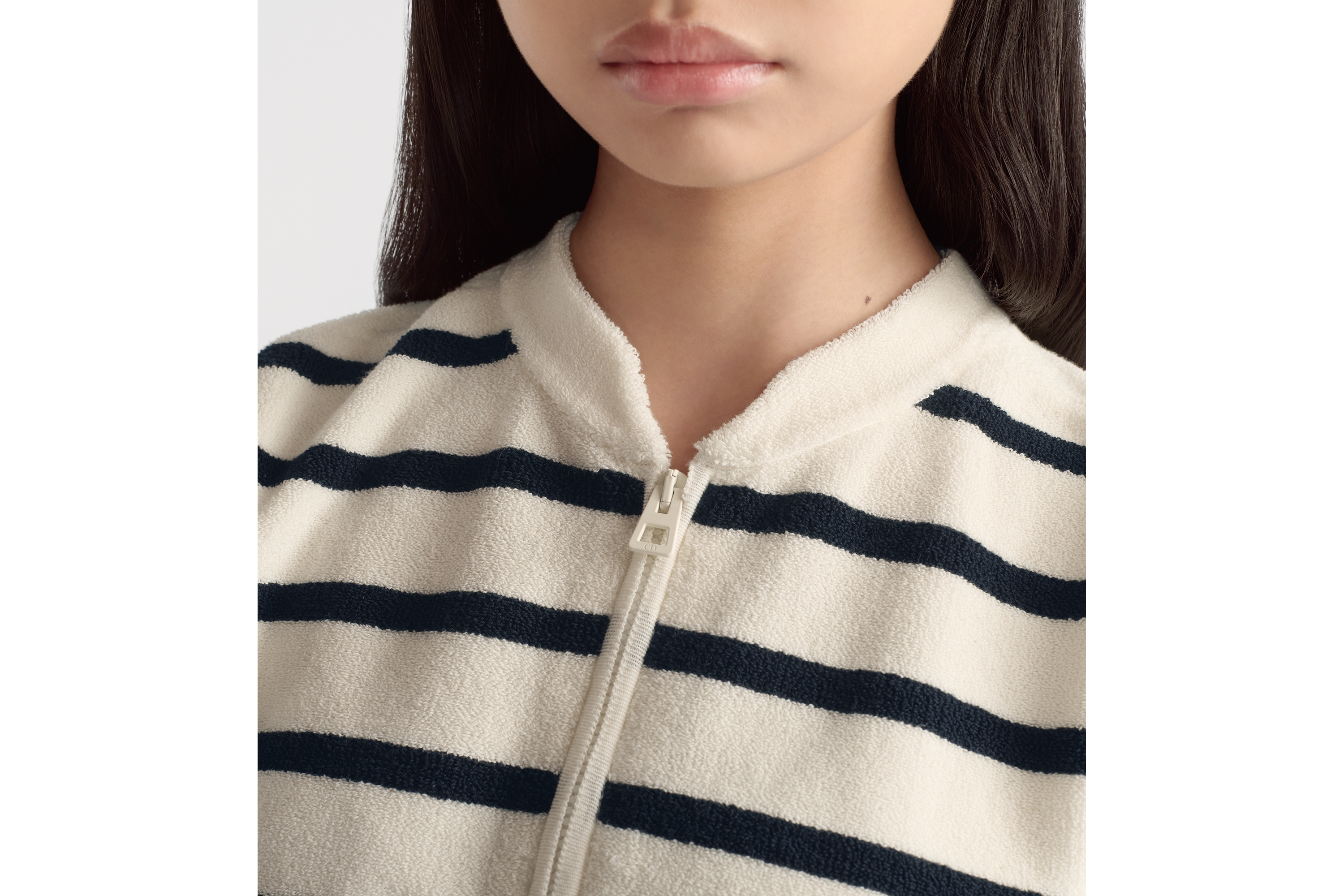 Dioriviera ジップベスト D-Stripes コットンブレンド テリーニット E12