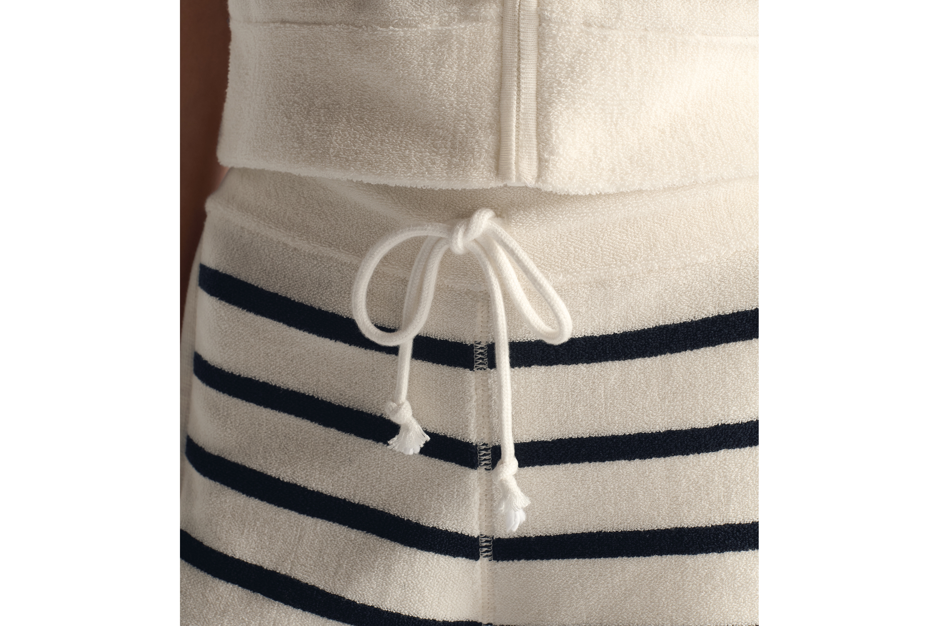 Look Dioriviera Shorts White and Navy Blue D-Stripes Cotton-Blend Terry Knit E13