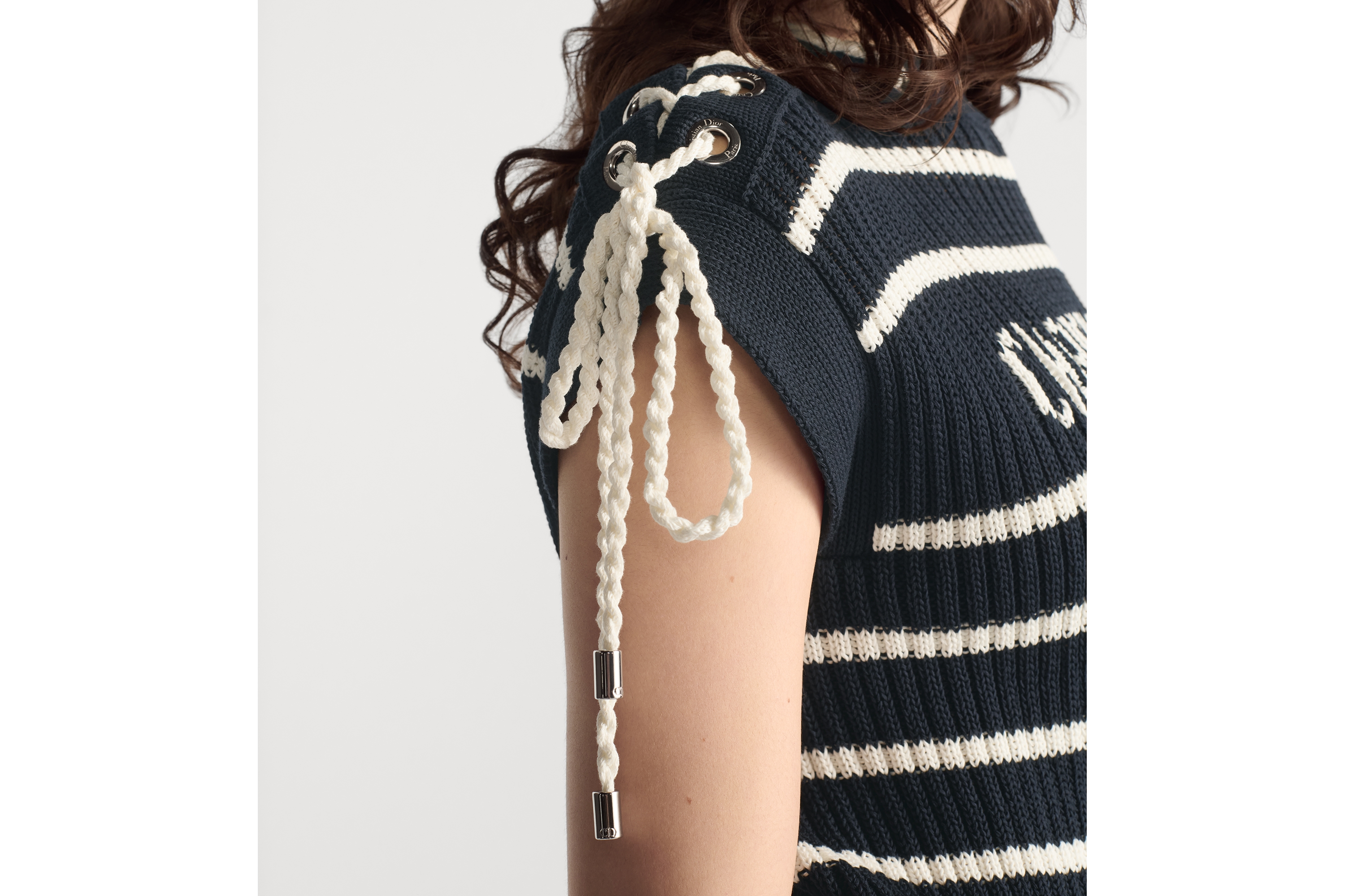 Dioriviera レースアップ キャップスリーブ セーター D-Stripes コットンニット E05