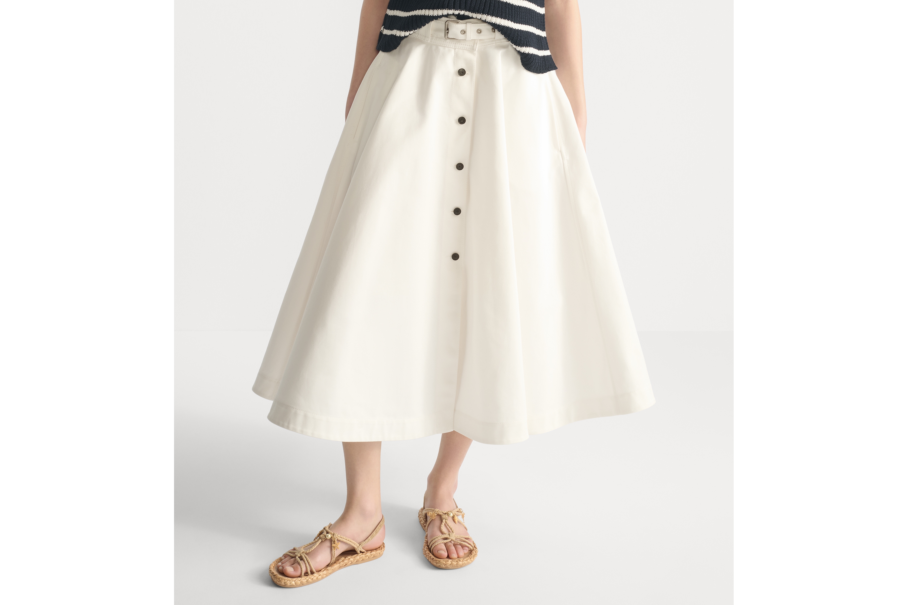 Mid-Length Belted Skirt