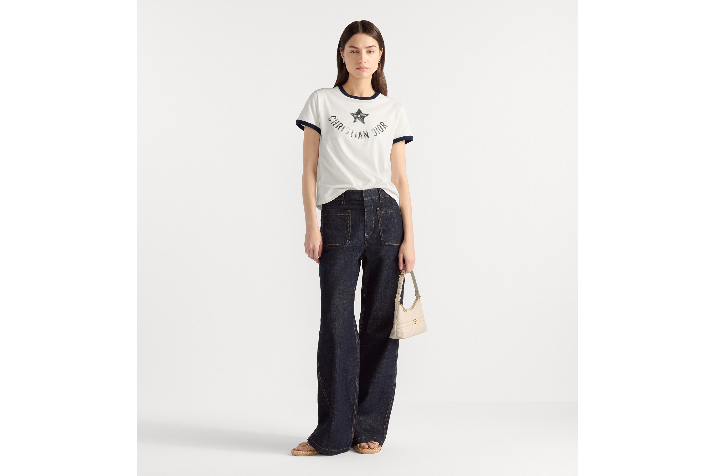 Look Dioriviera T-Shirt White, Black and Navy Blue Cotton Jersey E17