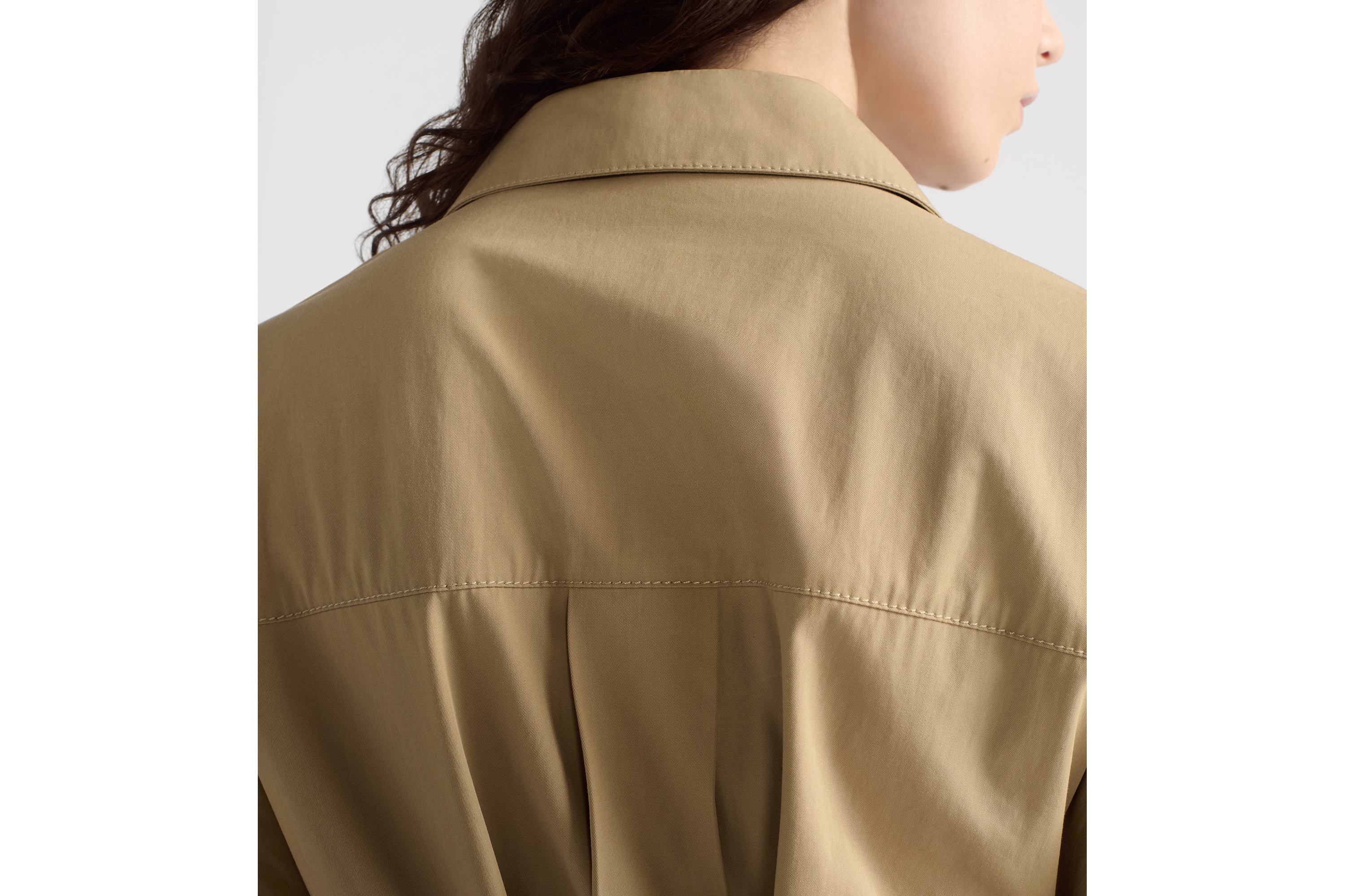 Look Dioriviera Mid-Length Belted Shirtdress Beige Cotton Gabardine E06