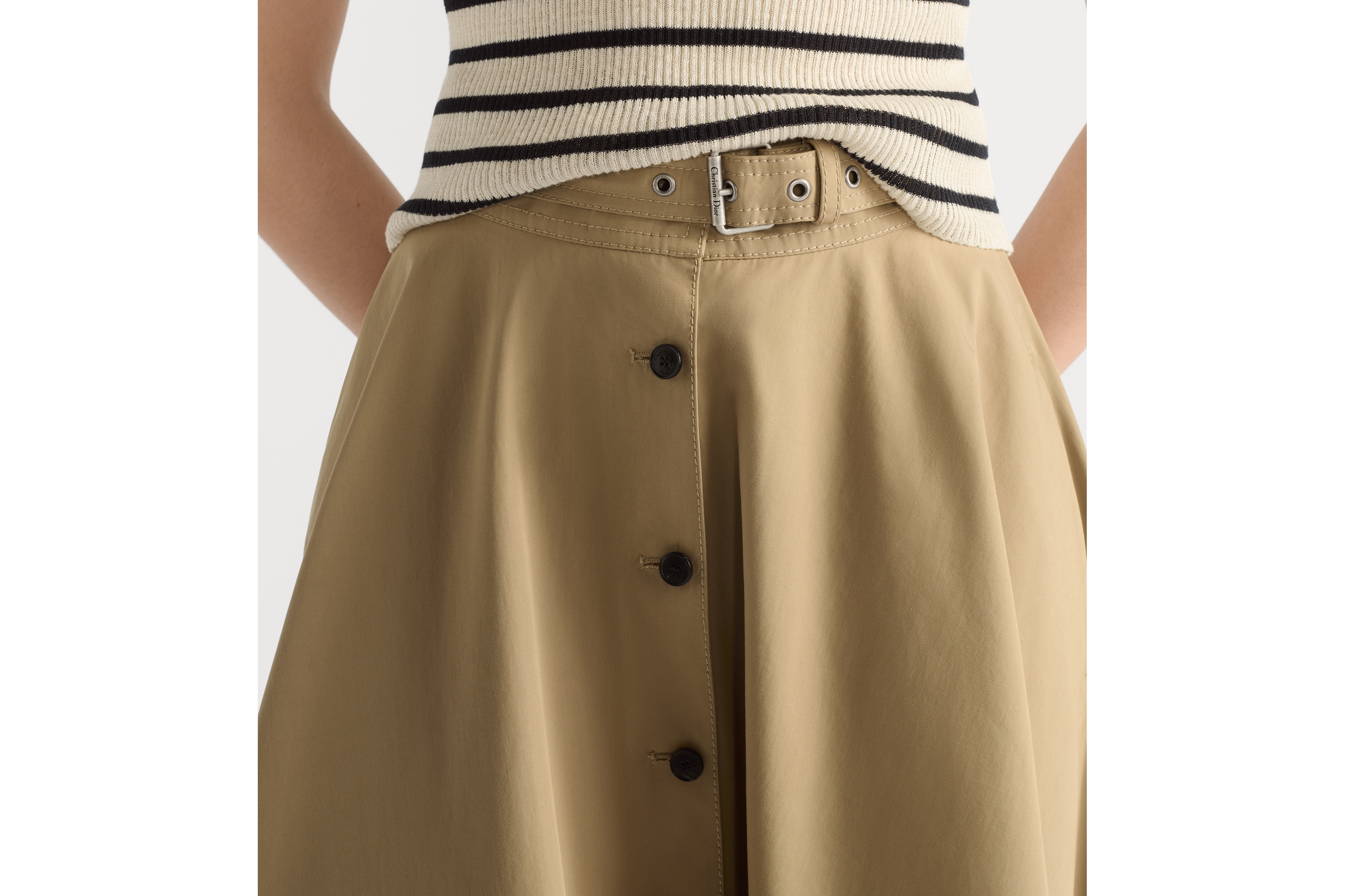 Falda de largo medio Dioriviera con cinturón Gabardina de algodón beige E13