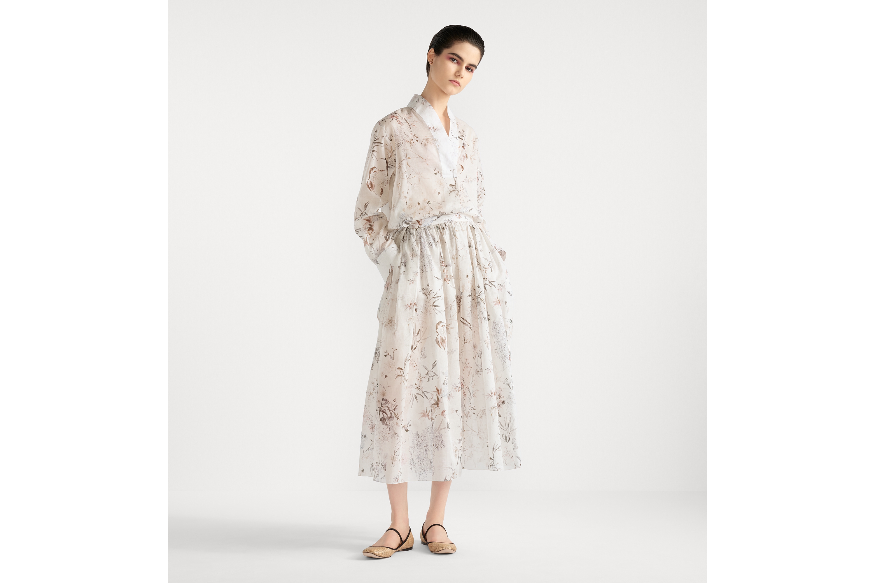 フレア ミディスカート Millefiori コットンモスリン E01