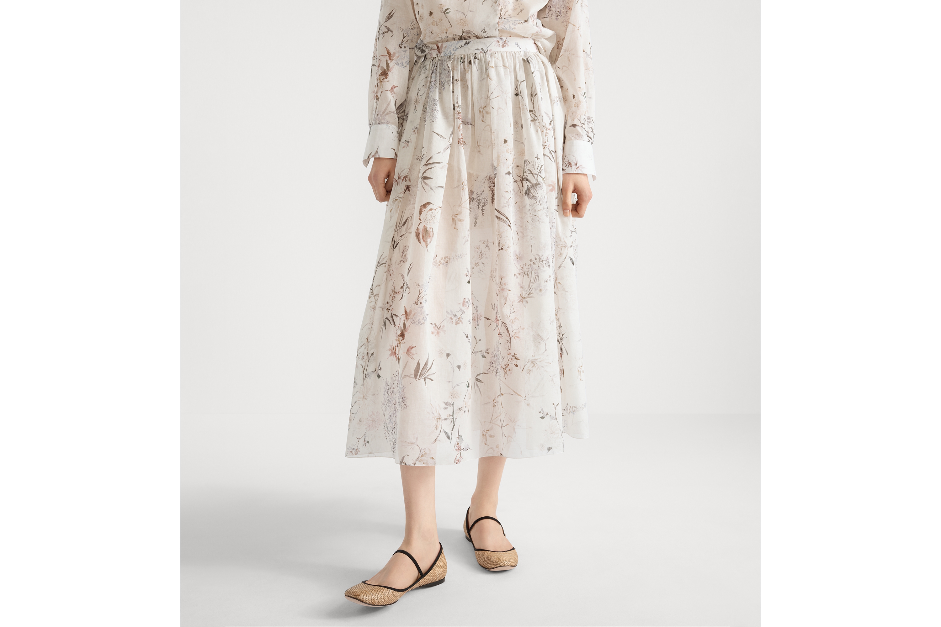 フレア ミディスカート Millefiori コットンモスリン E14