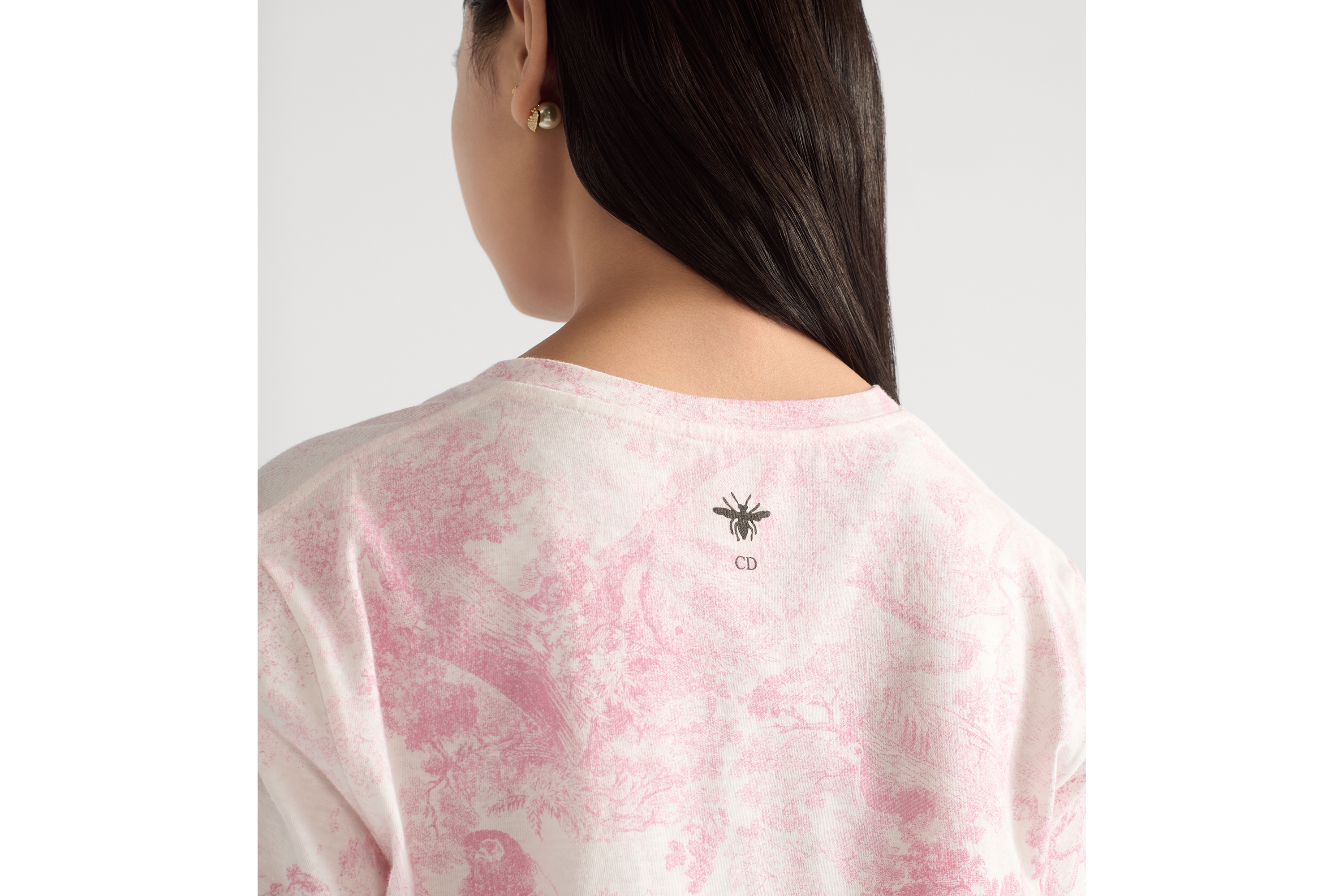 look_image_alt_prefix Camiseta Dioriviera Jérsei de algodão e linho branco com motivo Toile de Jouy Sauvage rosa-flor de cerejeira E09