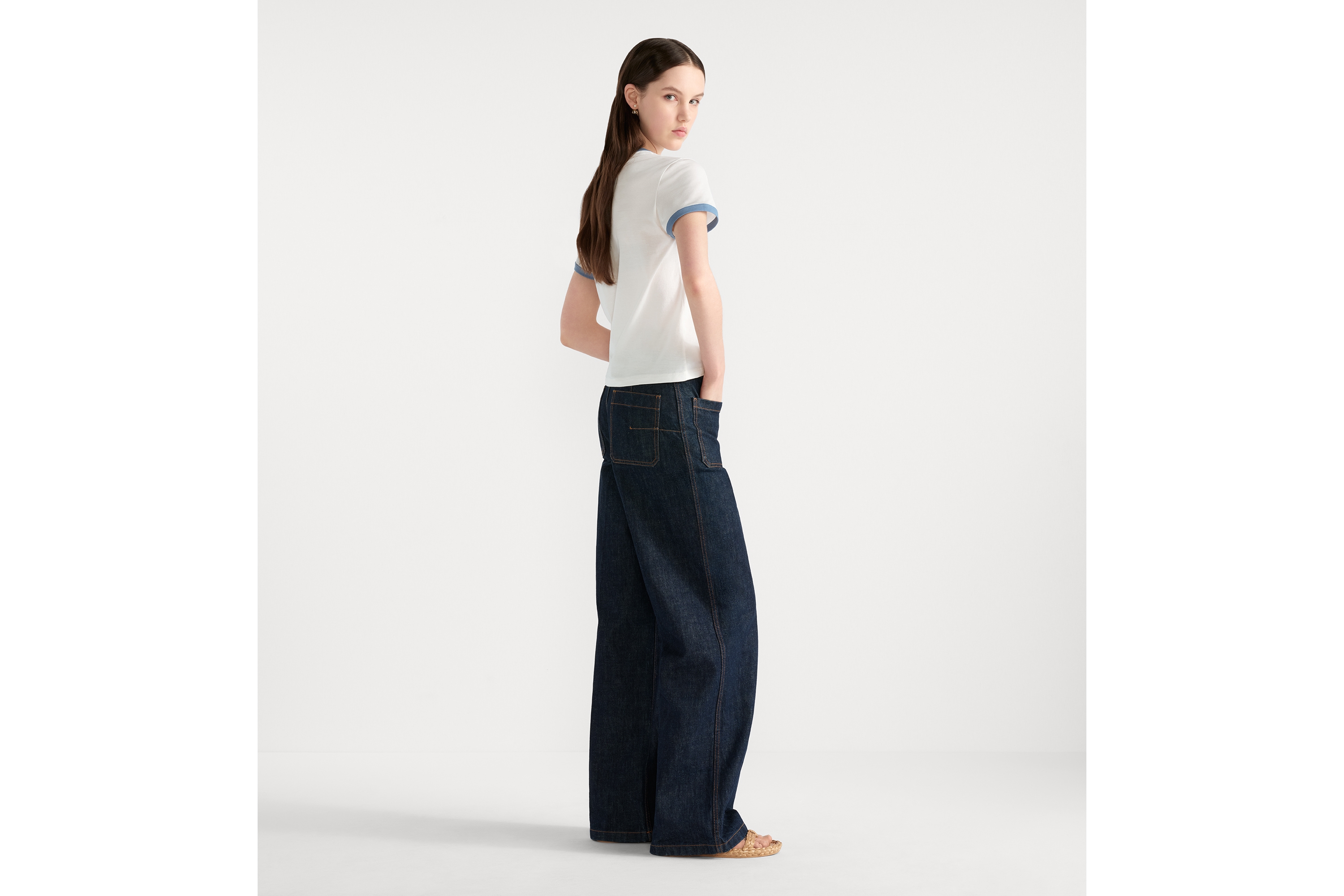 Look Dioriviera T-Shirt White, Black and Blue Cotton Jersey E02