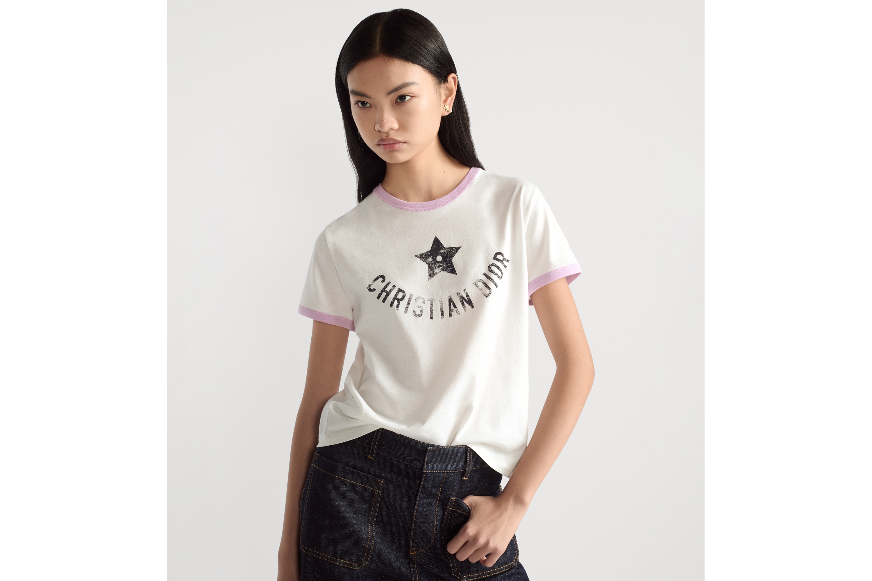 Dioriviera T-Shirt White, Black and Pink Cotton Jersey E04