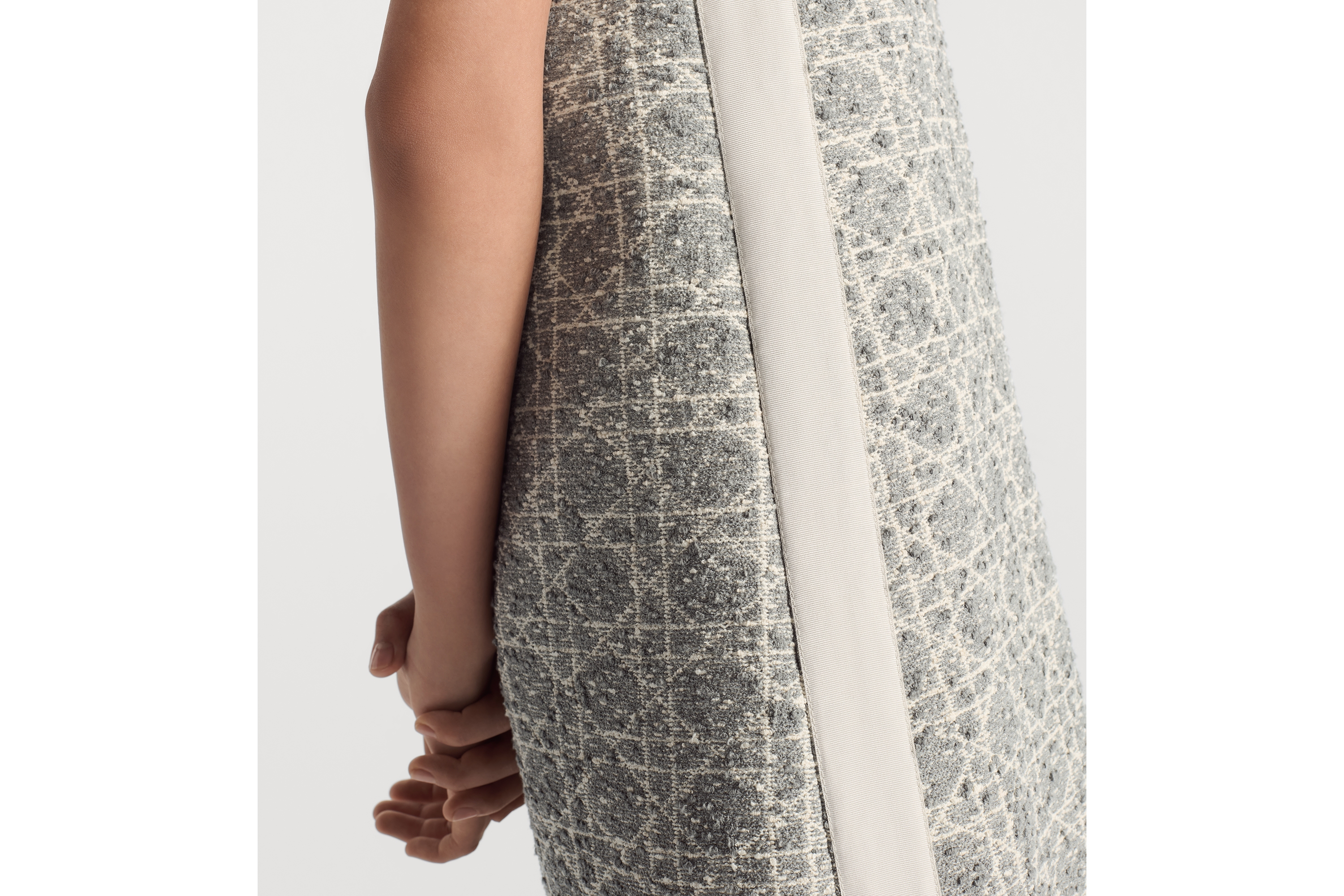 Look Short Macrocannage Dress Gray Cotton-Blend Tweed E10