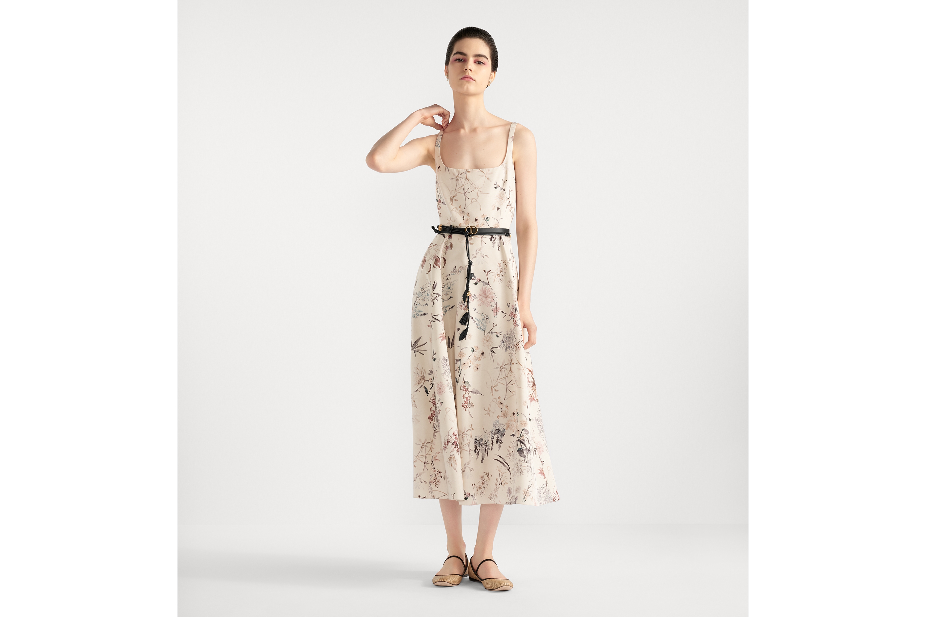 ベルト付き ミディドレス Millefiori シルクファイユ E02