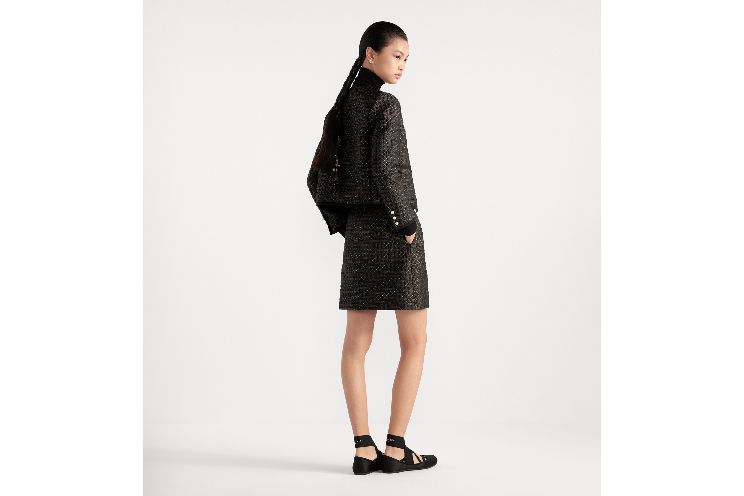 Look Microcannage Cropped Jacket Black Quilted Technical Fabric E03