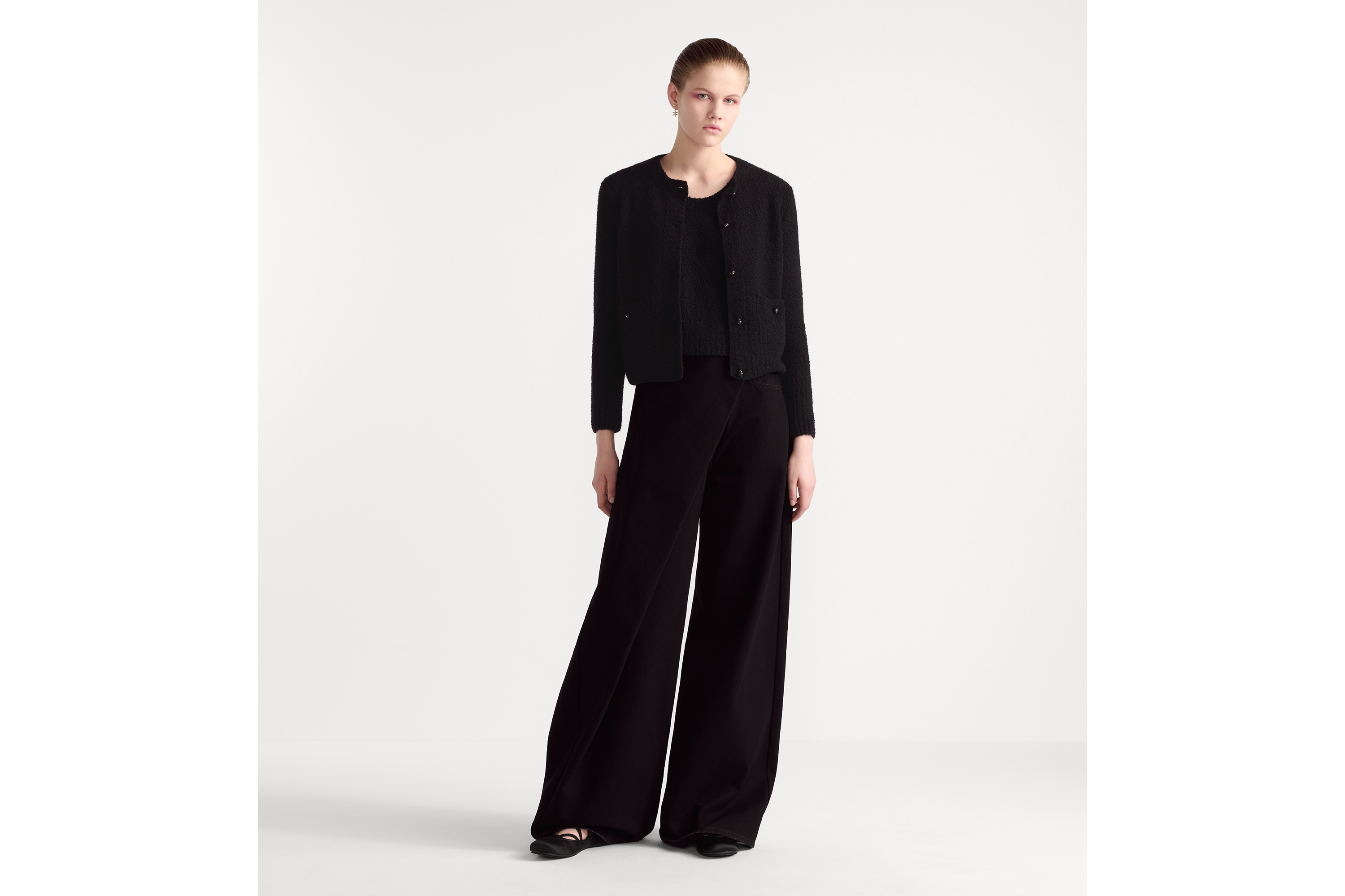 look_image_alt_prefix Conjunto de top y cárdigan Punto de mezcla de lana y cachemira en negro E01