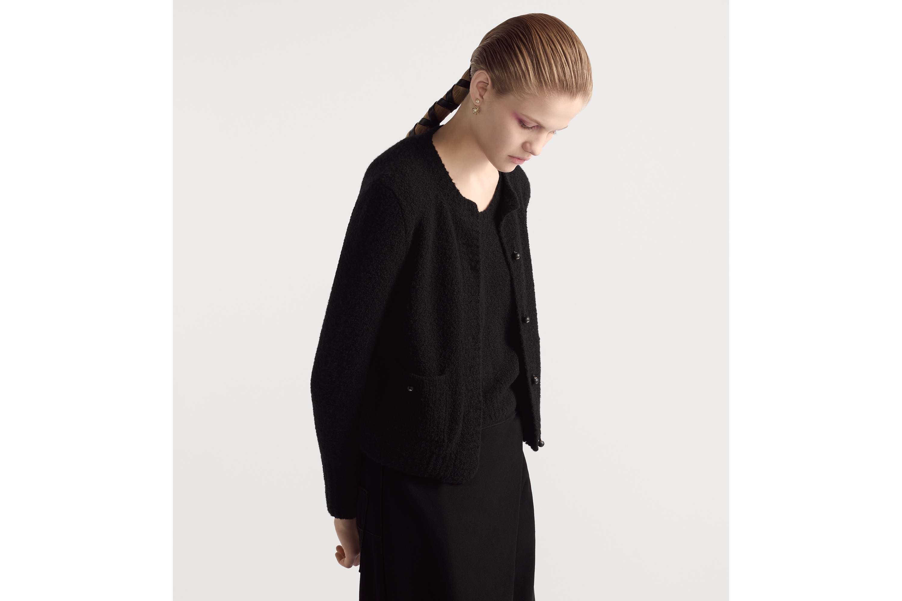 look_image_alt_prefix Conjunto de top y cárdigan Punto de mezcla de lana y cachemira en negro E05