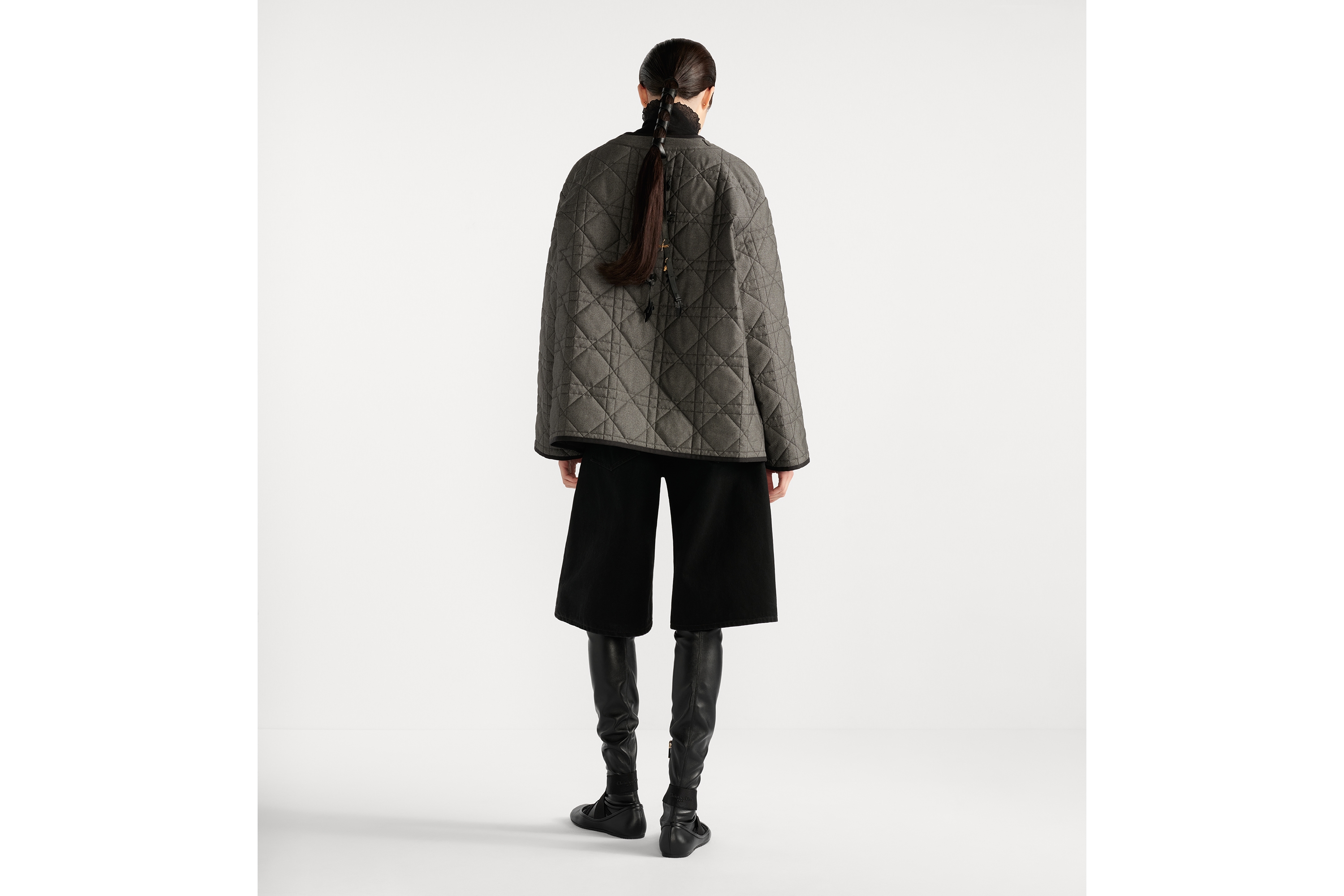 매크로까나쥬 재킷 그레이 헤더 데님-이펙트 퀼트 테크니컬 태피터 E03