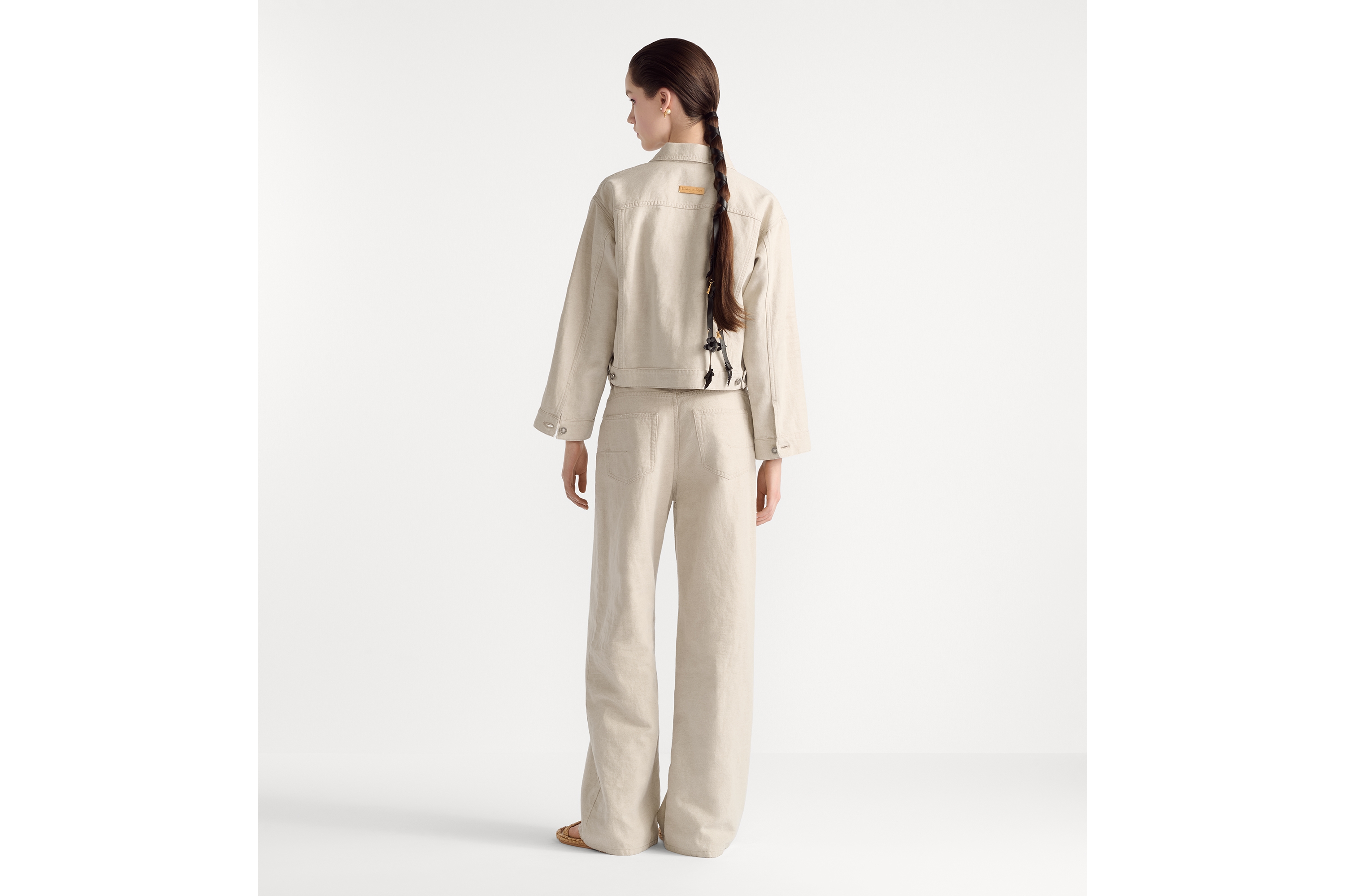 Look Dior 8 Flared Jeans, D05 Ecru Cotton and Linen Denim E03