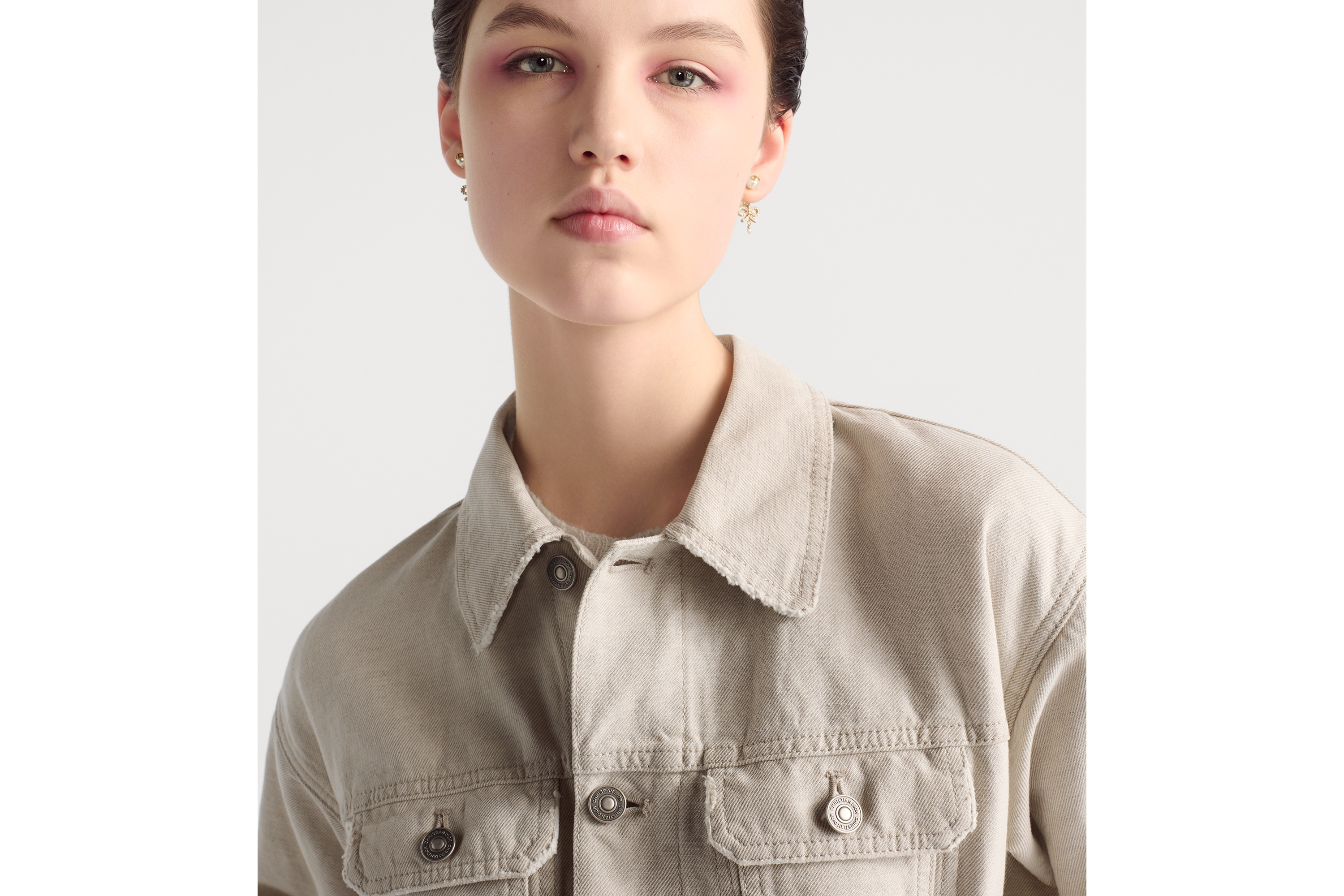 DIOR WHITE SHORT-SLEEVE DENIM JACKET