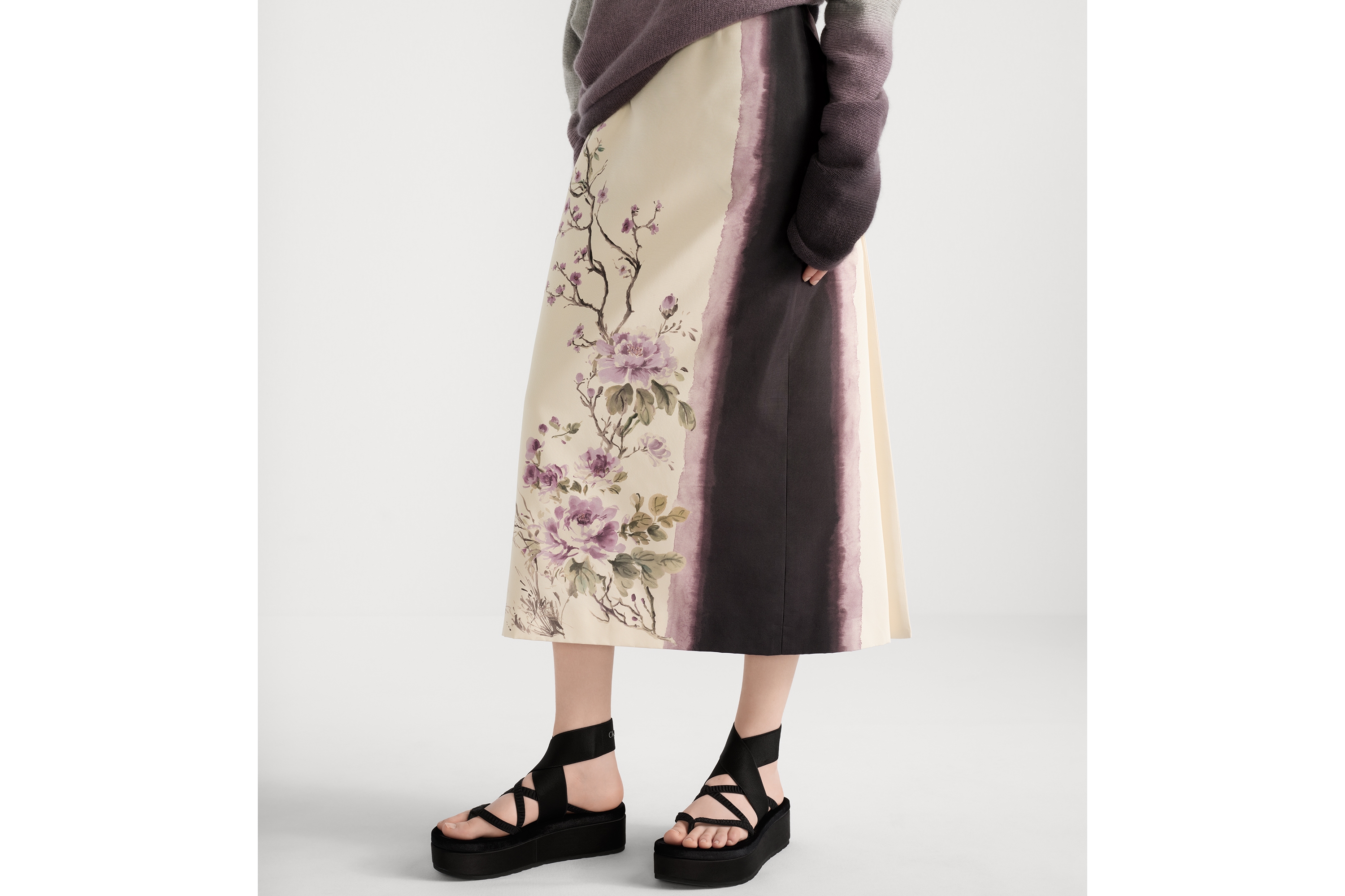 ストレート ミディスカート Dior Pivoine シルクファイユ E15