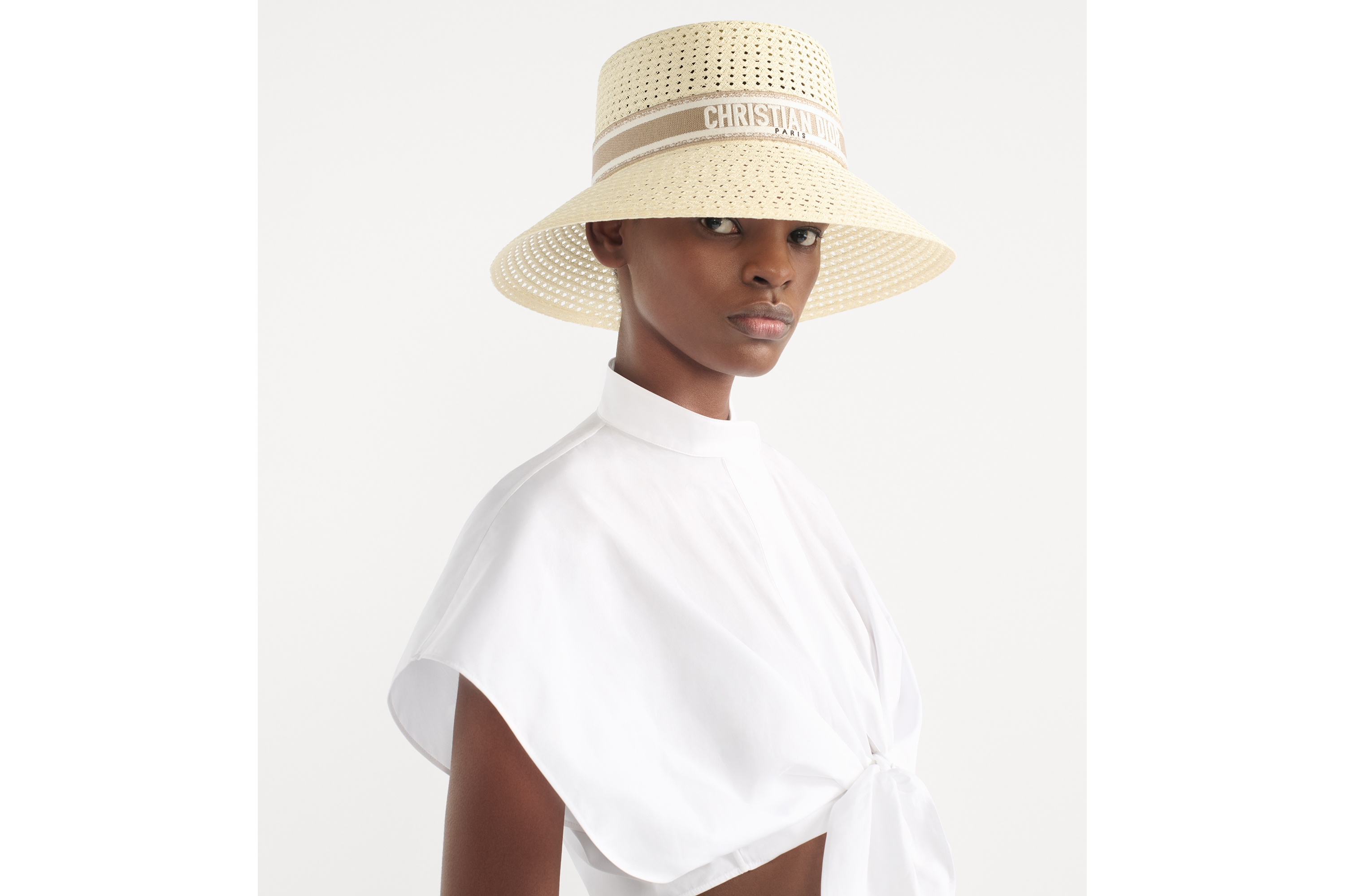 D-Bobby ボブハット D-Bobby Large Brim Hat Straw with Beige and Black