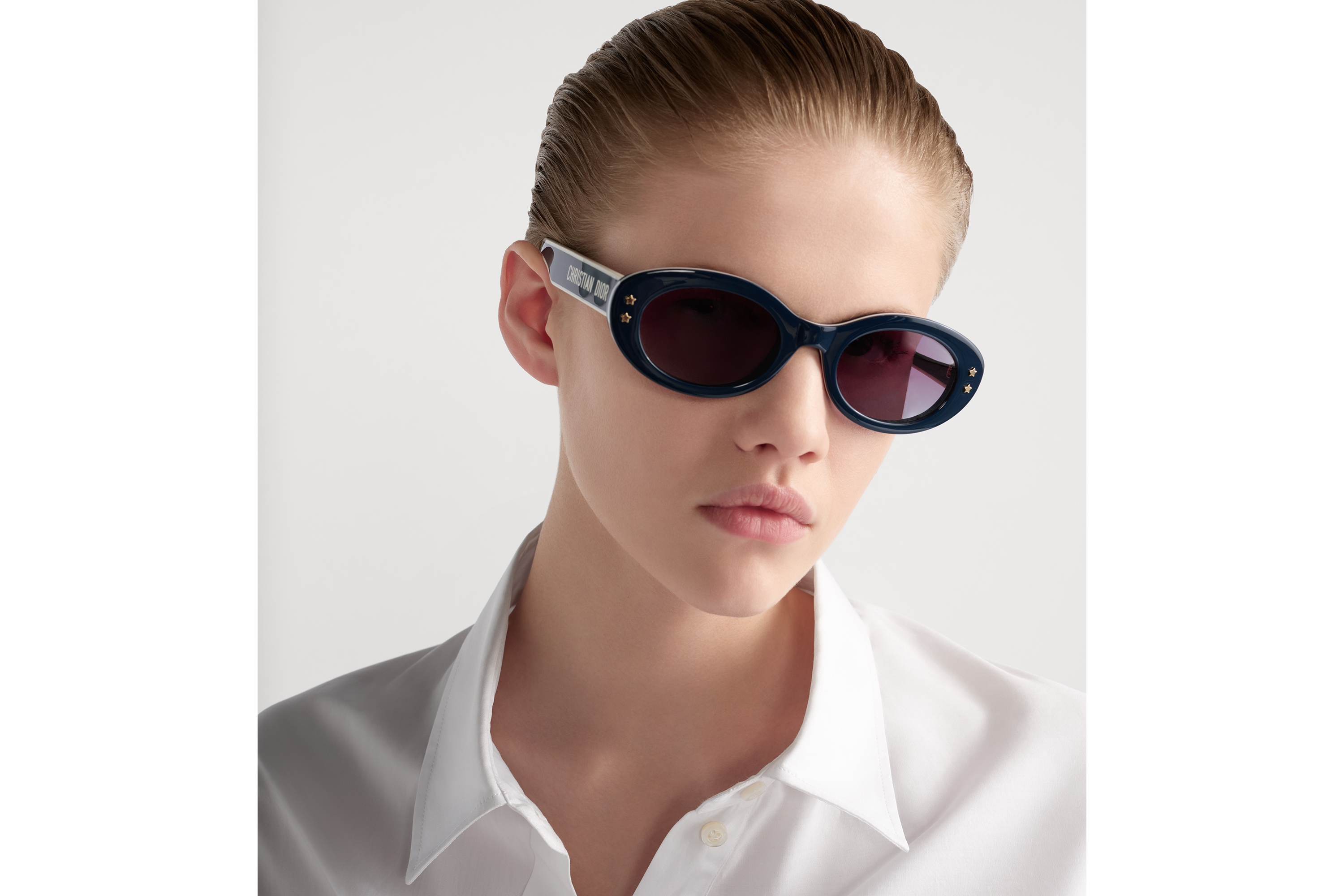 Look DiorPacific B4F Blue Oval Sunglasses E08