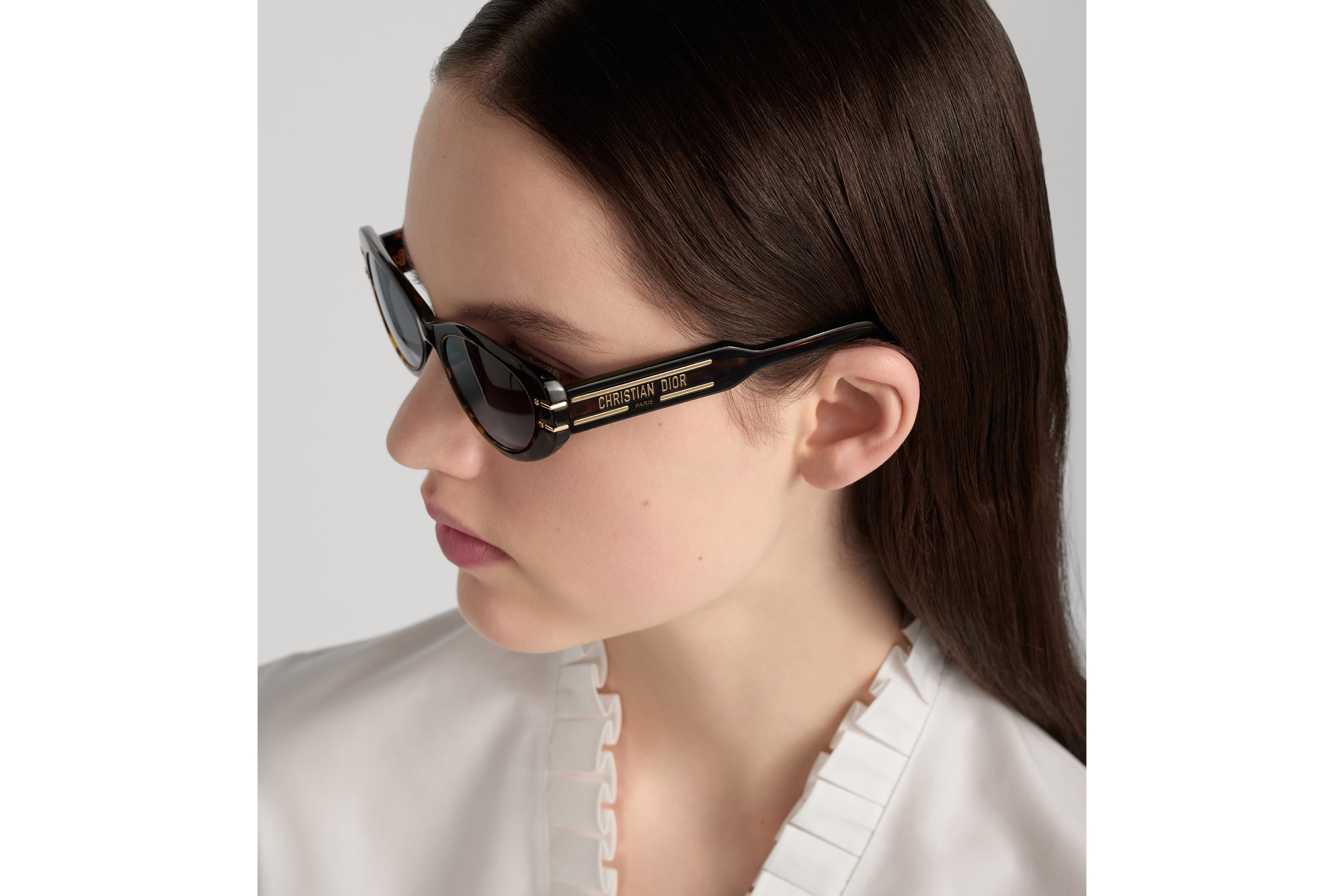 DiorSignature B8U Ovale Sonnenbrille mit Schildpattoptik in Braun und Honigfarbe E07