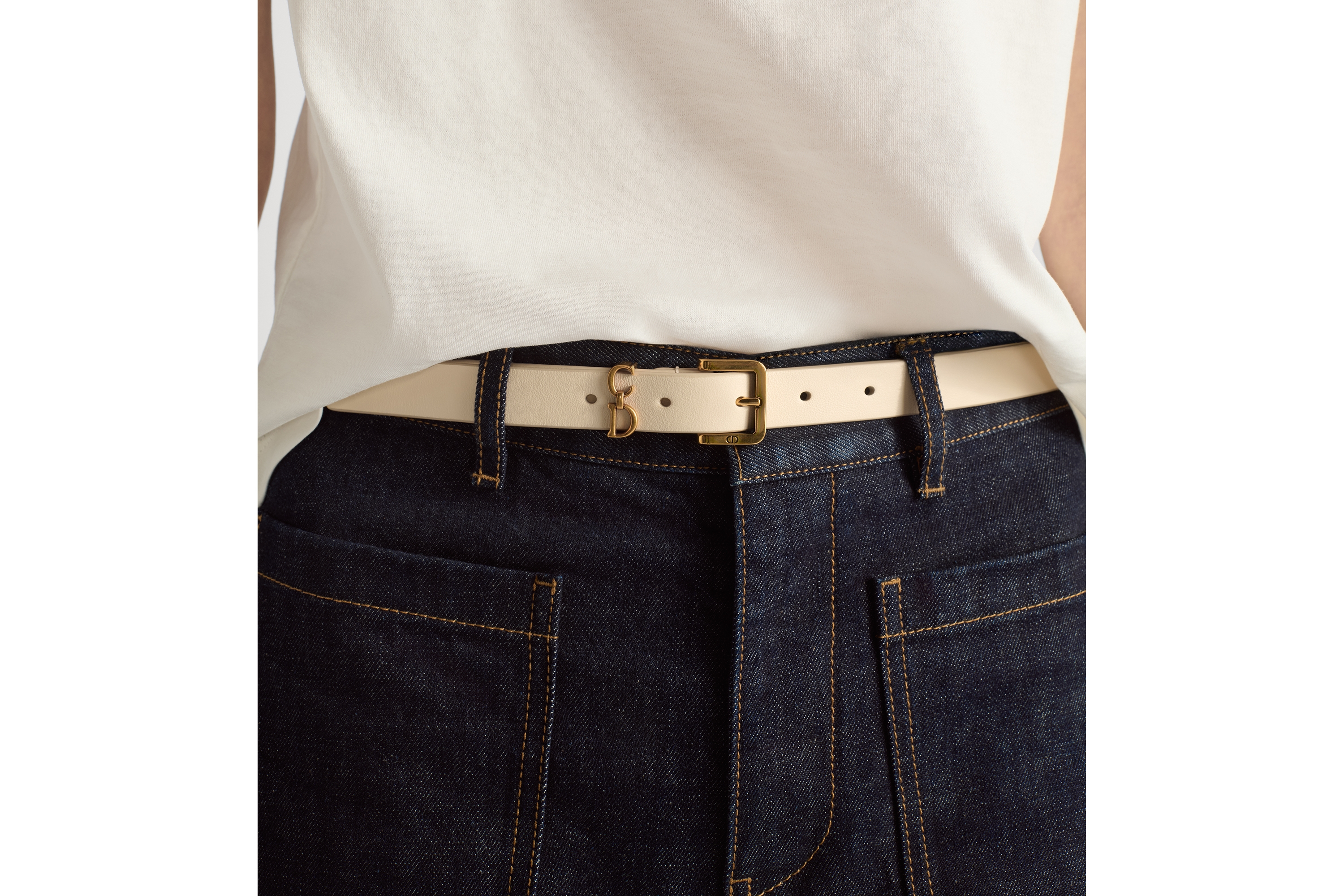 Saddle Loop Belt Light Ivory Smooth Calfskin, 20 MM | DIOR