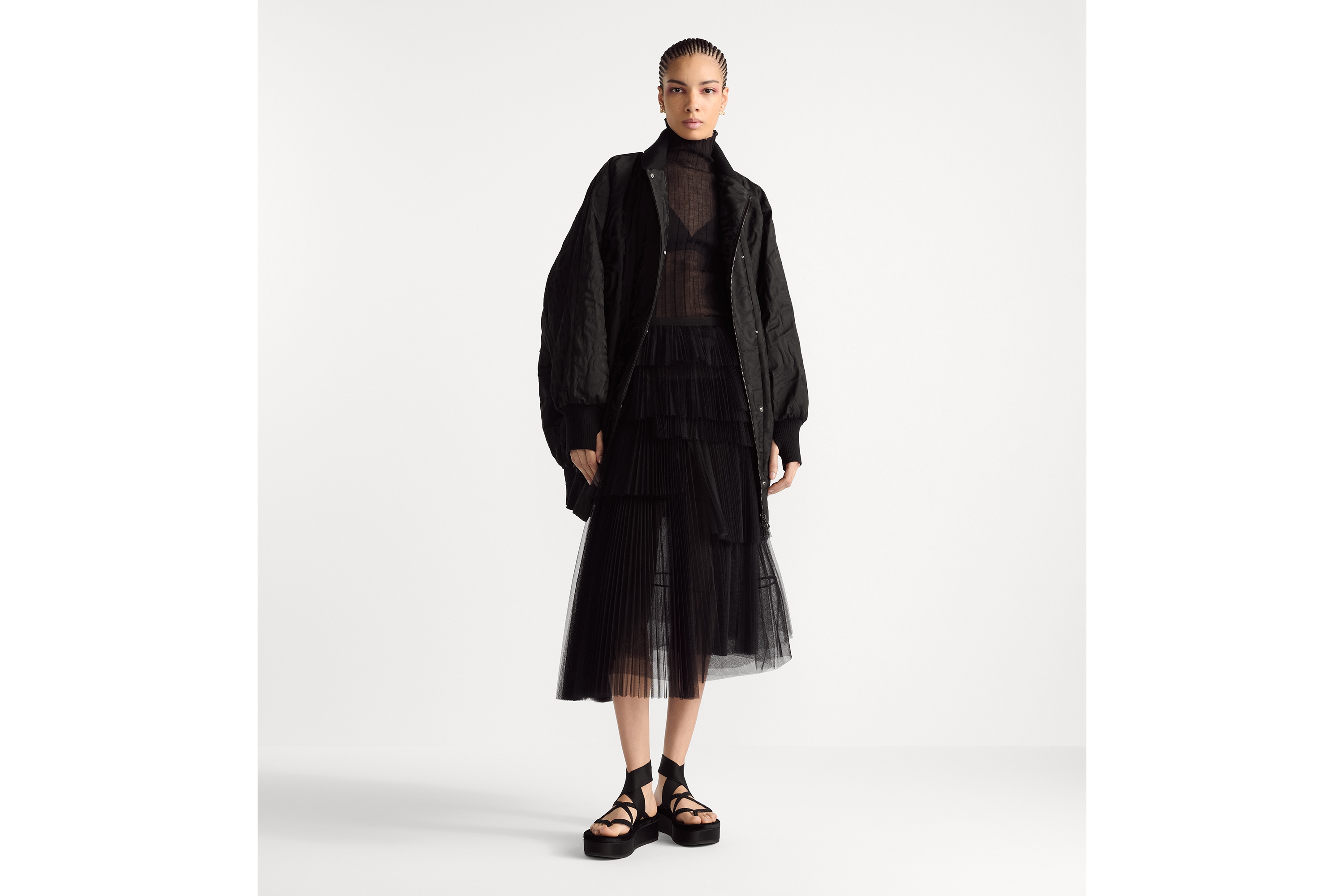 DIOR | アシンメトリー プリーツ ミディスカート チュール