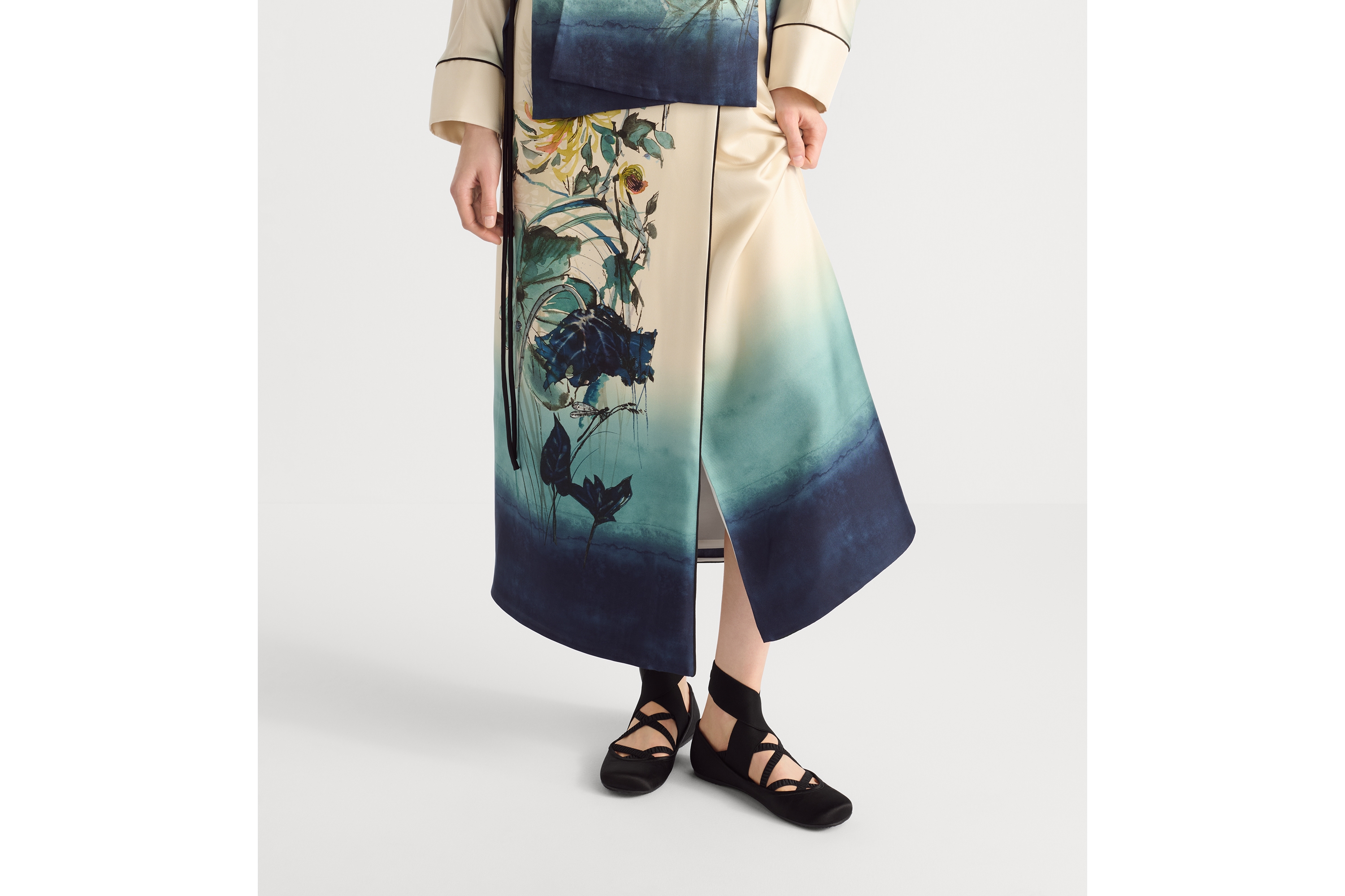 Mid-Length Straight-Cut Wrap Skirt