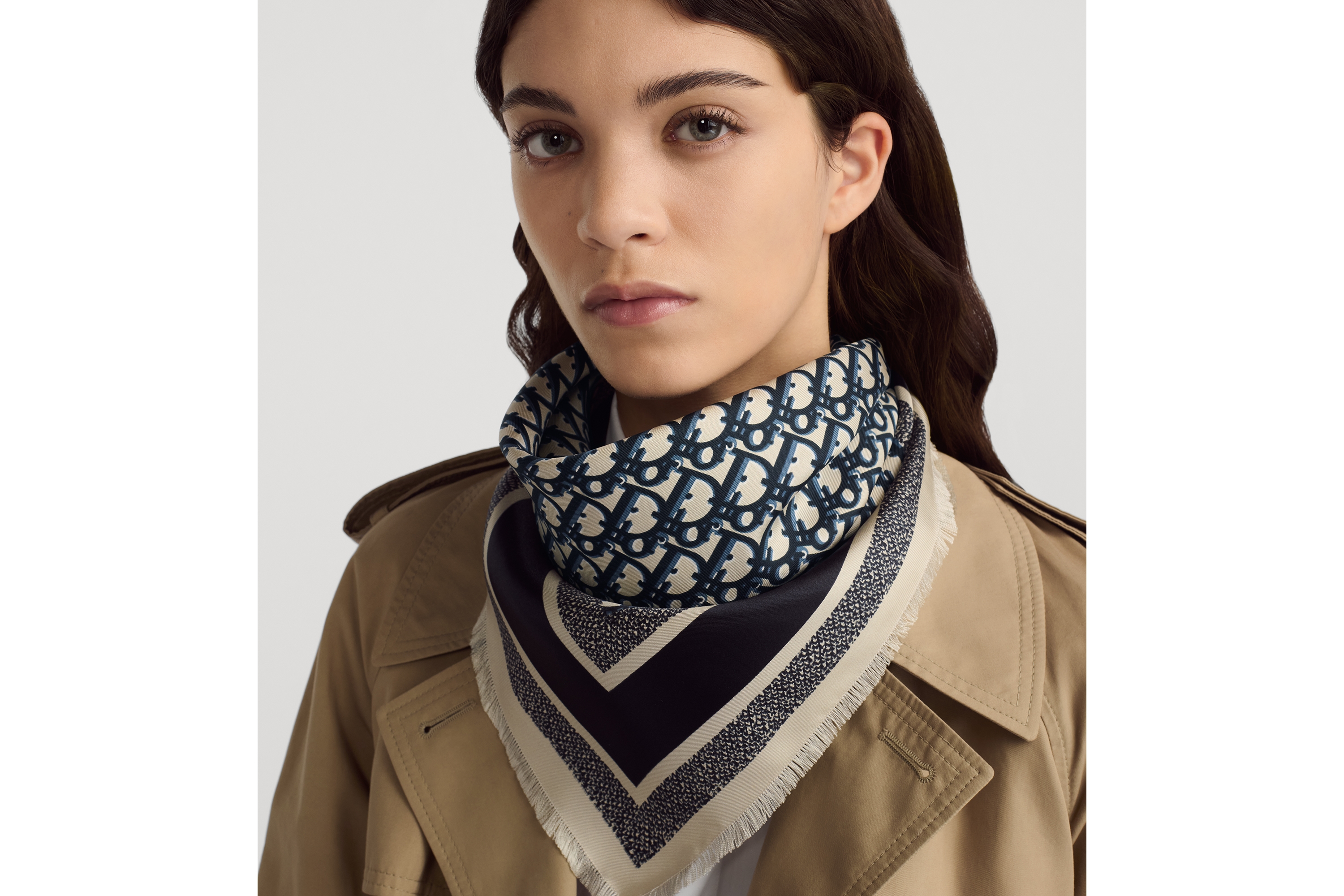 look_image_alt_prefix Lenço Dior Oblique Diortwin 70 Twill de seda azul-marinho E07