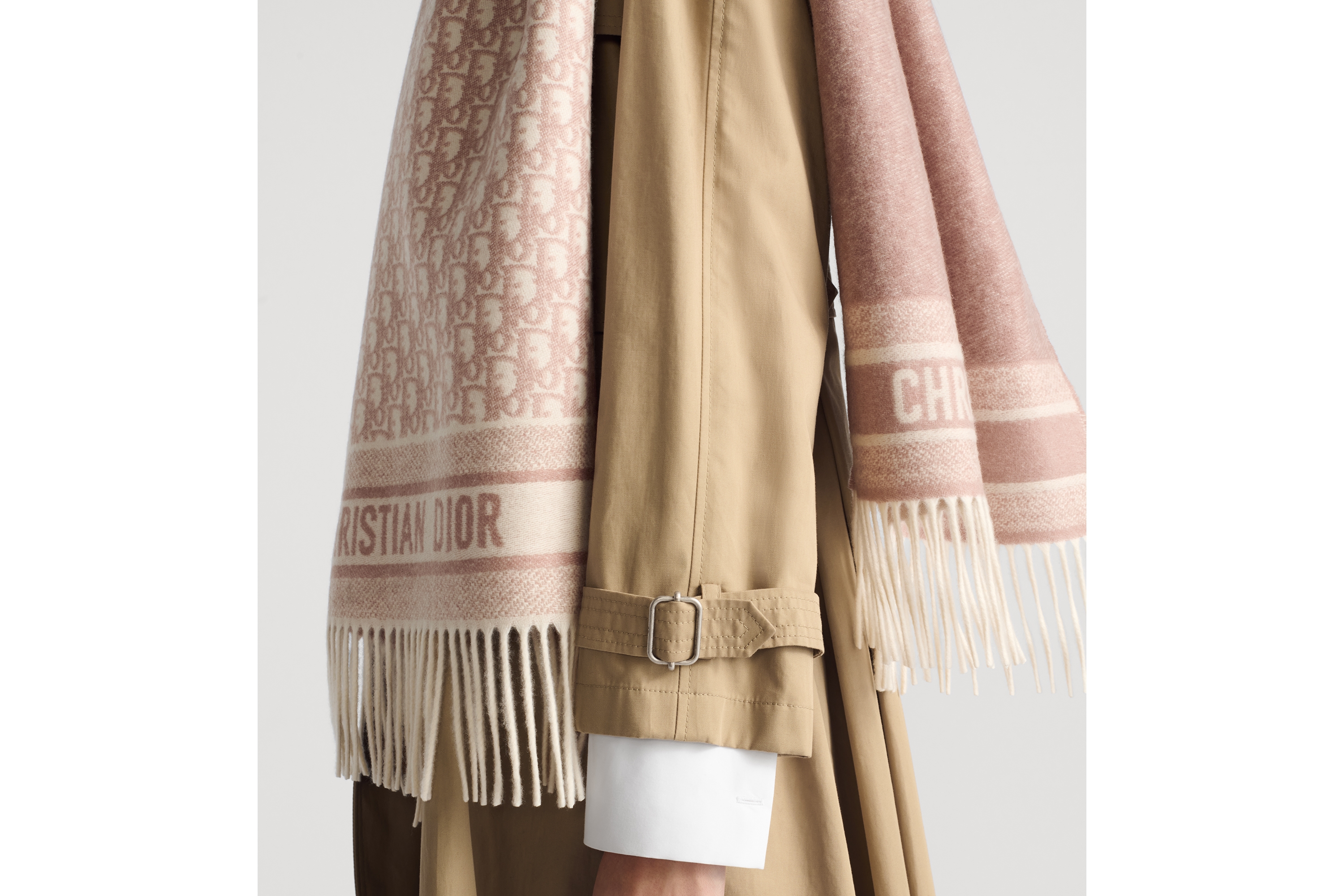 Look Dior Oblique Scarf Ecru and Rose des Vents Cashmere E10