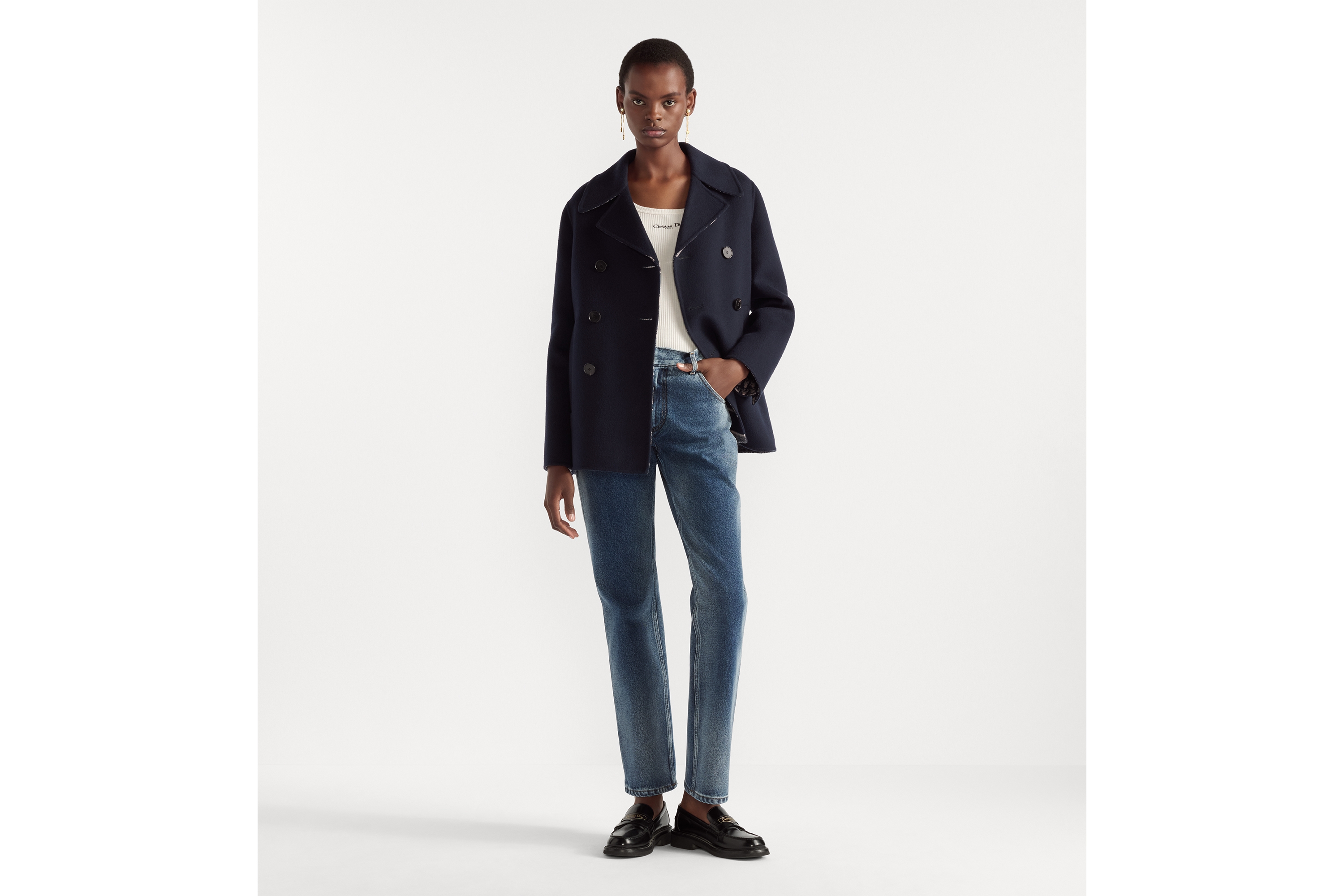 Look Regular-Fit Jeans Blue Stonewashed Cotton Denim with Dior Oblique Interior E01