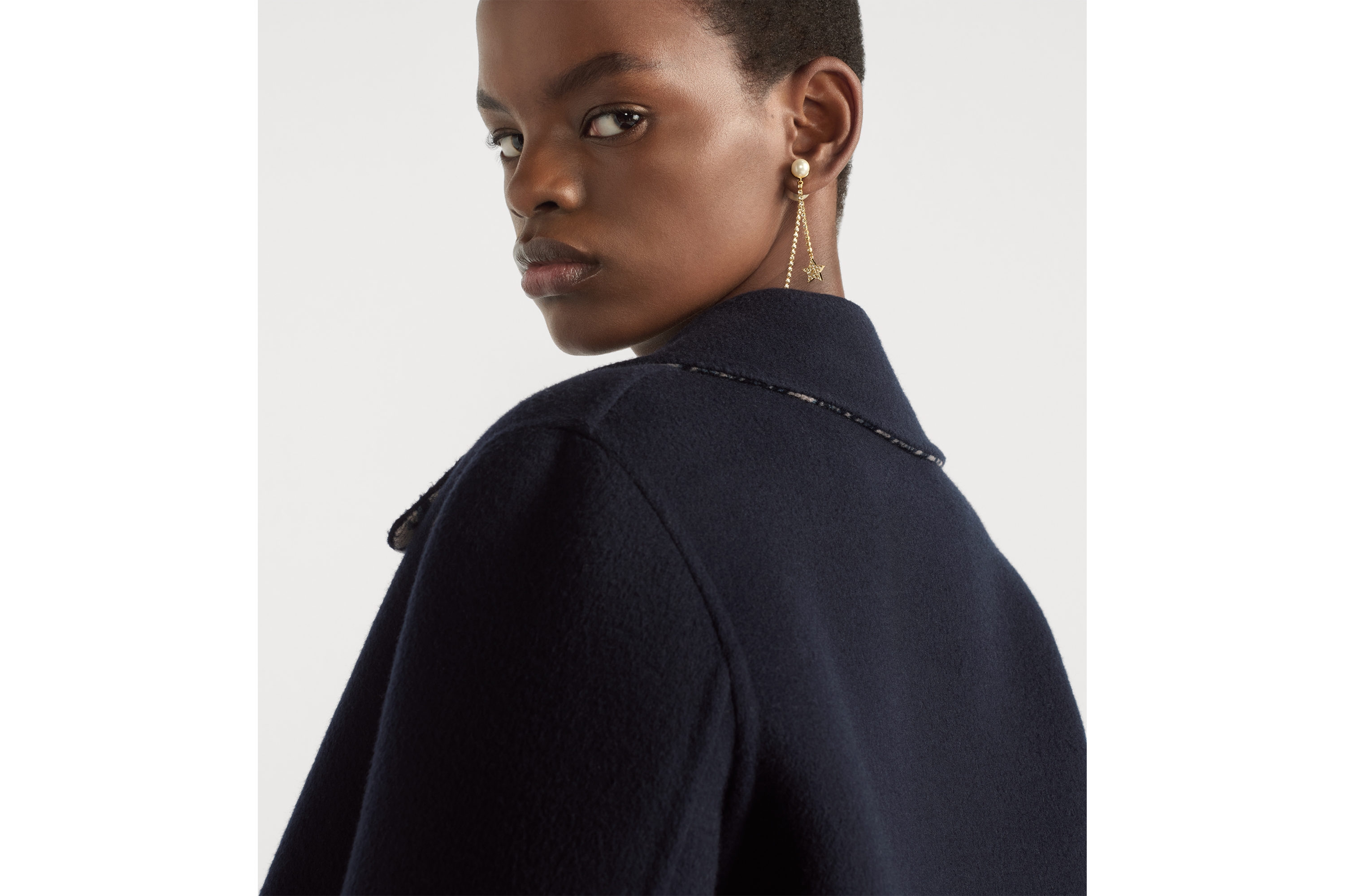 Look Peacoat Navy Blue Double-Sided Wool with Dior Oblique Interior E09