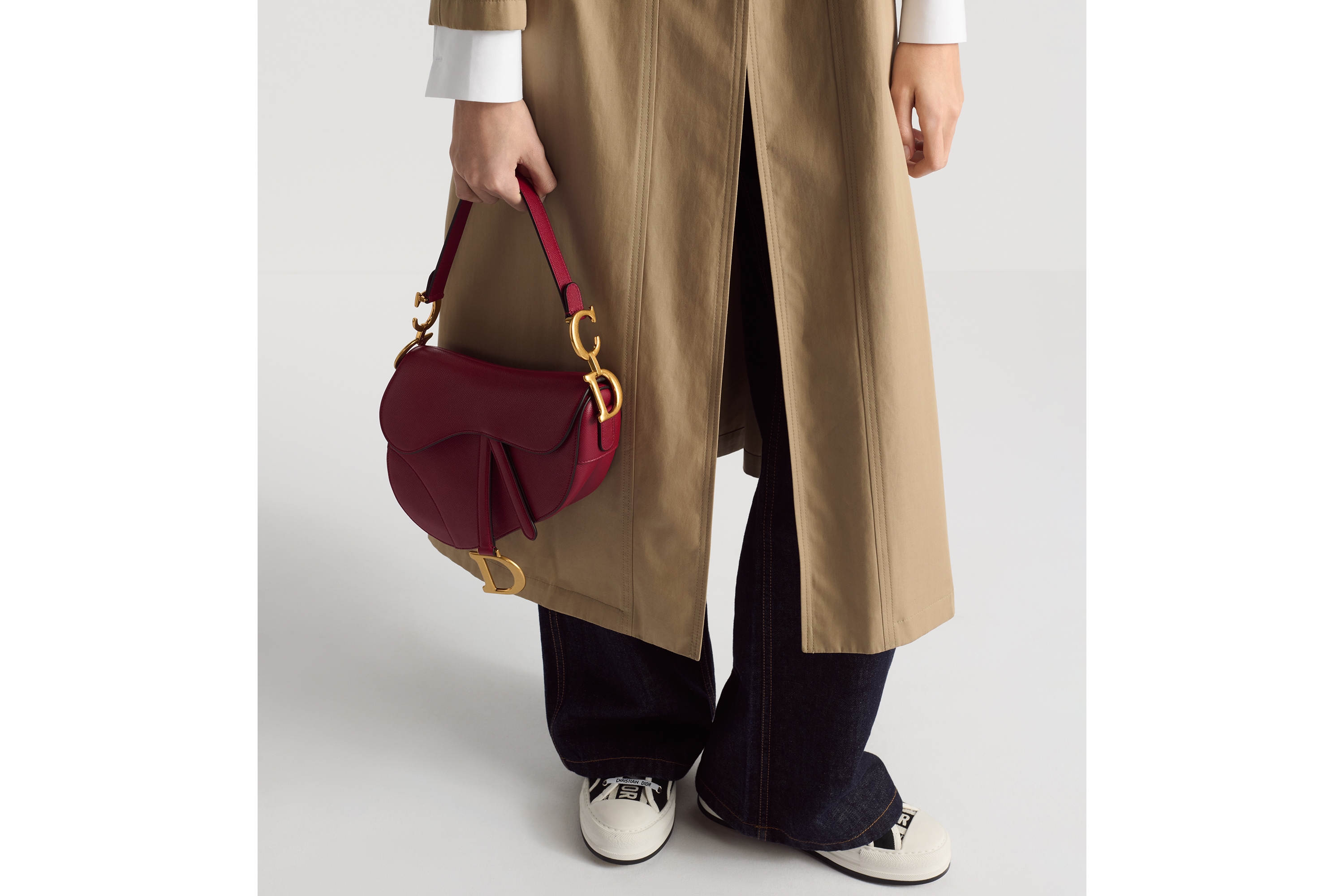 Look Saddle Bag with Strap Cherry Red Grained Calfskin E14