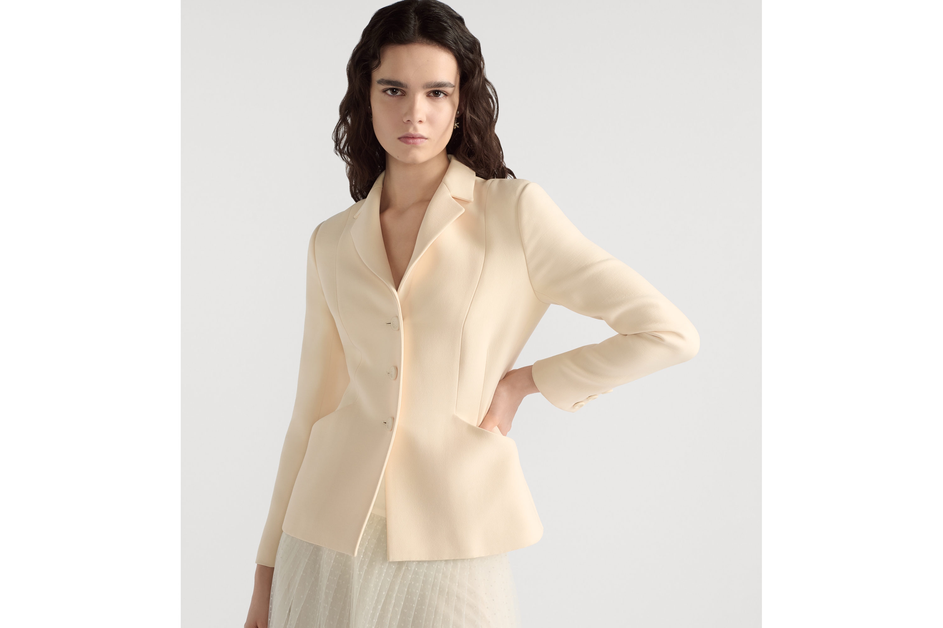 look_image_alt_prefix 30 Montaigne Bar 西裝外套 白色單排釦羊毛及絲綢 E04