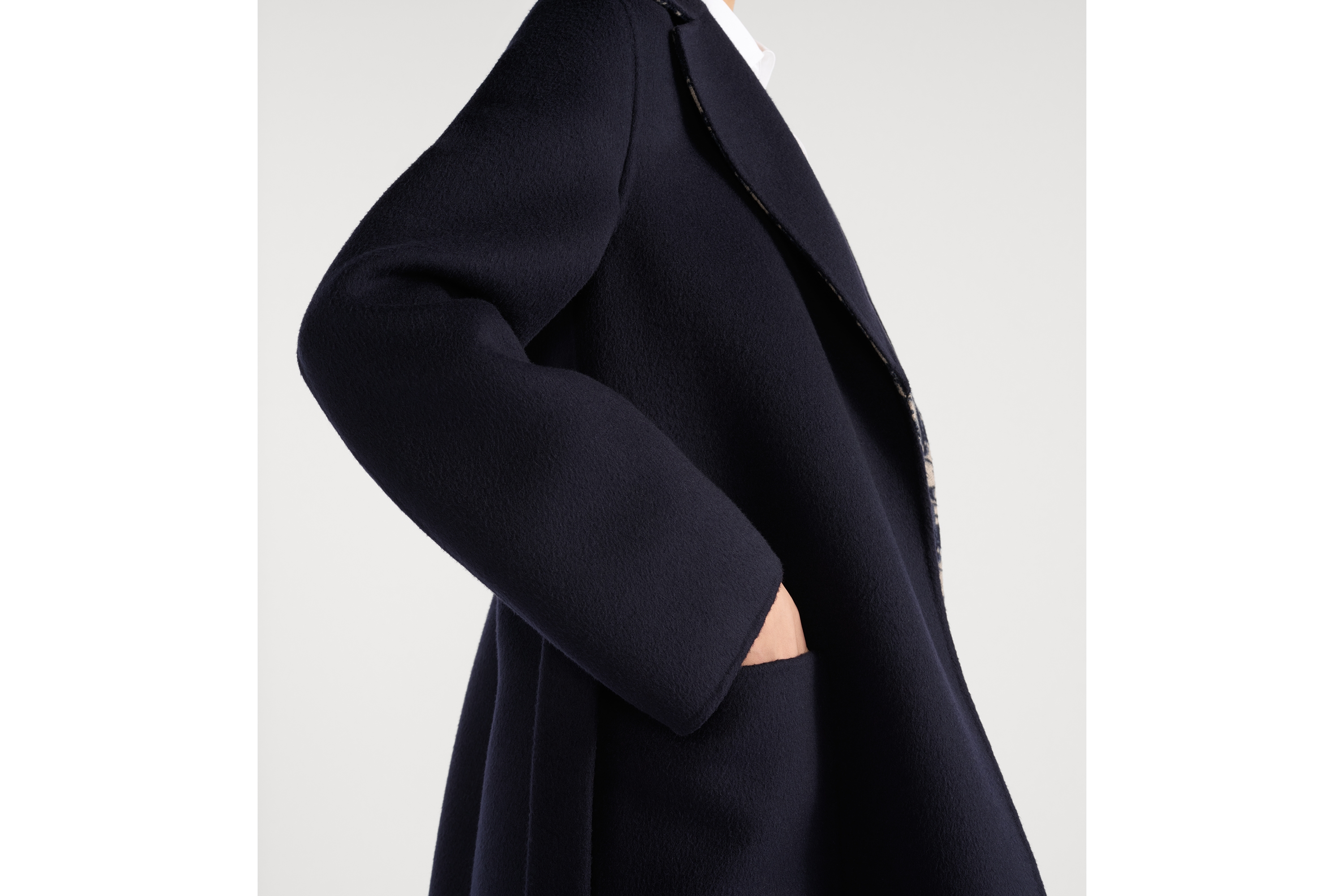 Look Coat with Belt Blue Double-Sided Virgin Wool E11