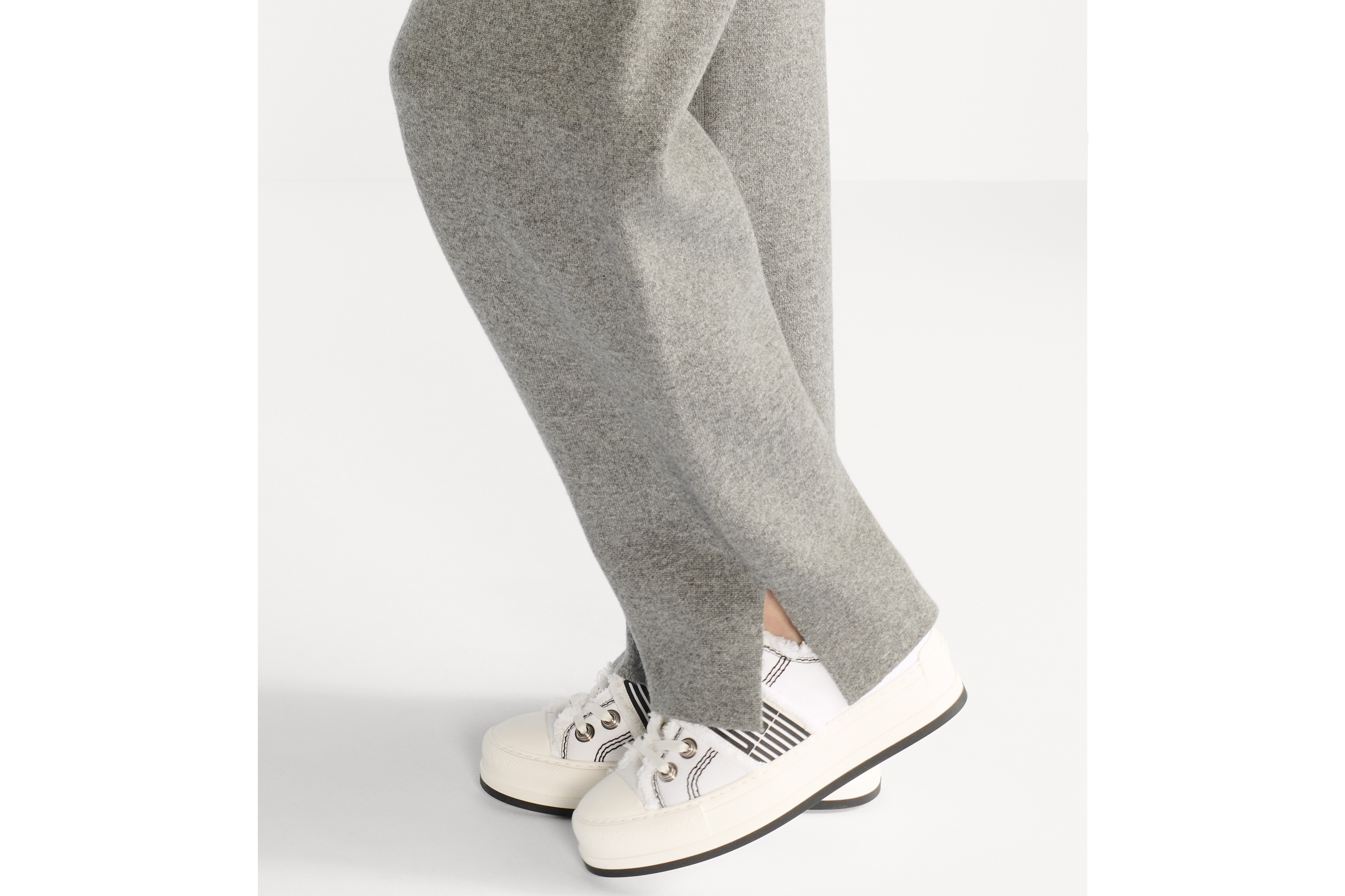 Look Flared Pants Gray Cashmere-Blend Knit with Dior Oblique Motif E15