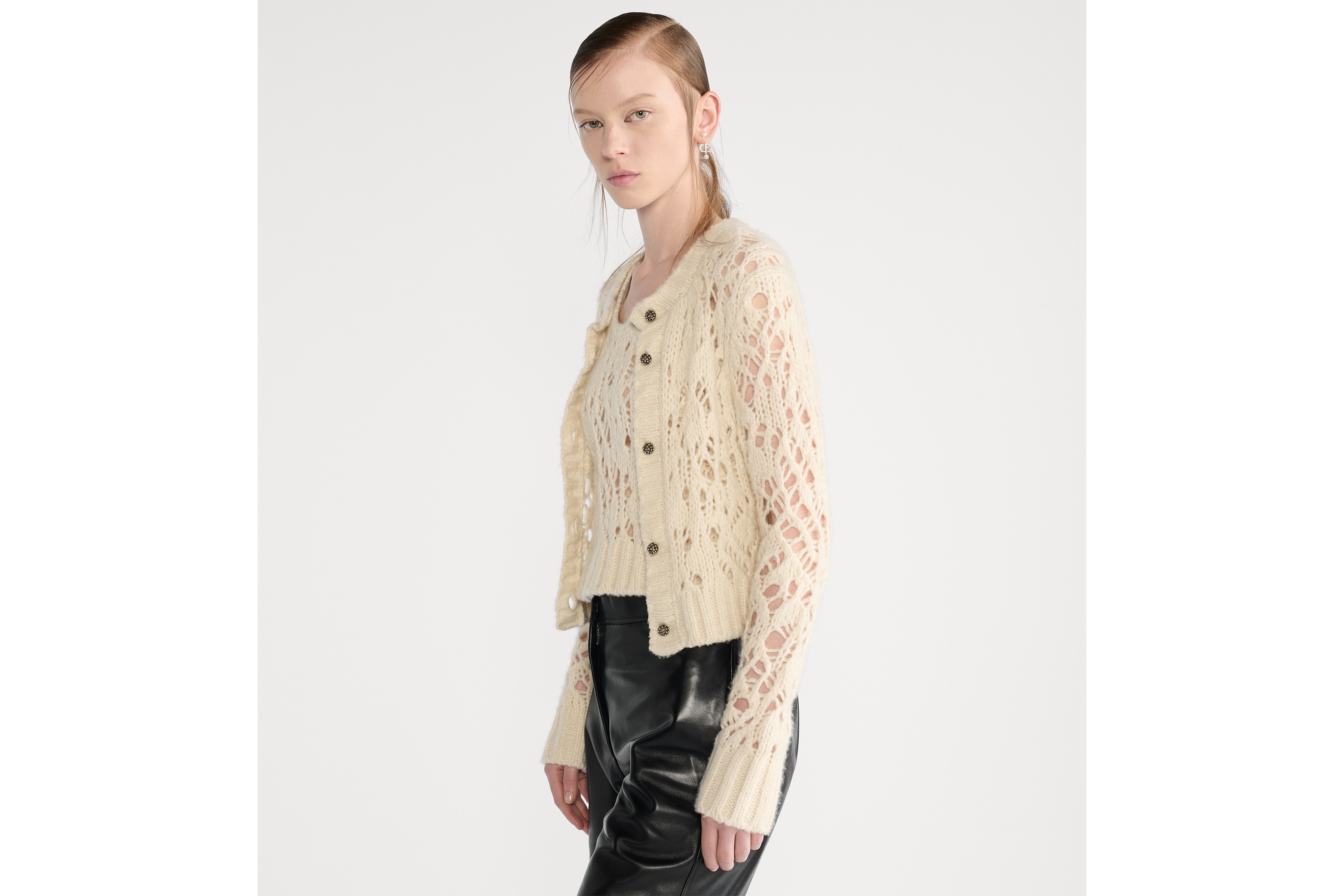 ツインセット シルク・カシミヤ・リネン オープンワークニット E05