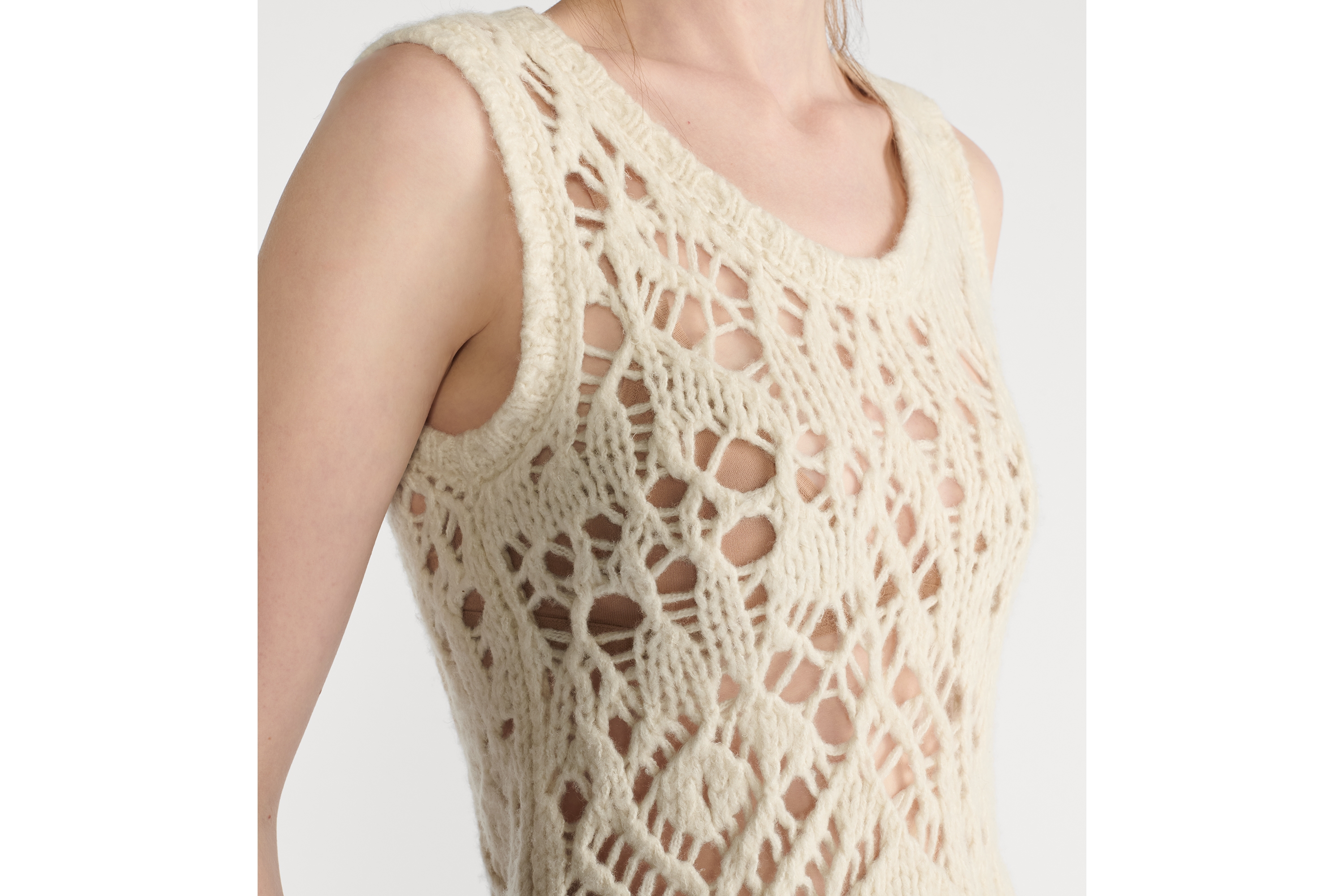 ツインセット シルク・カシミヤ・リネン オープンワークニット E12