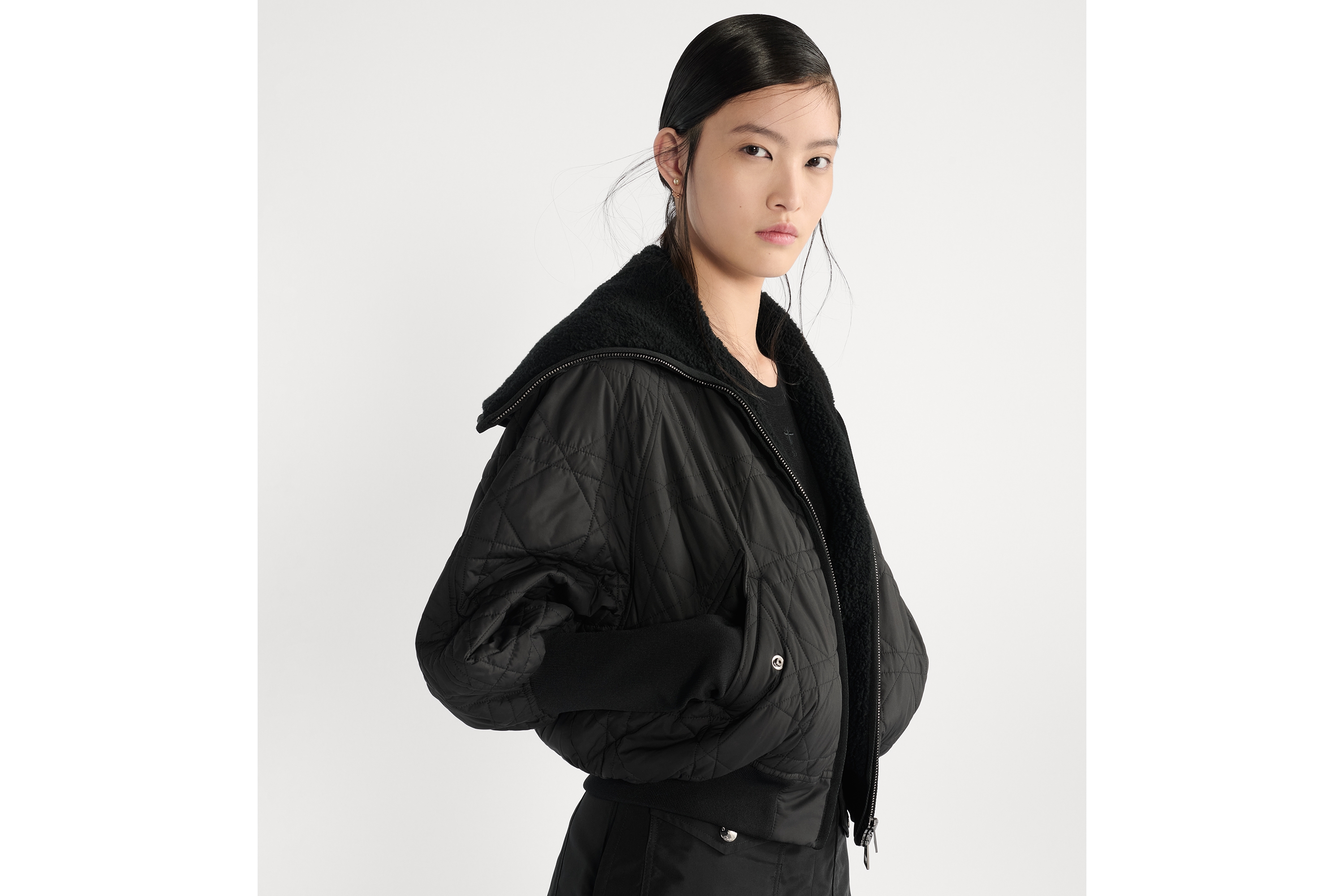 look_image_alt_prefix Macrocannage 大籐格紋外套 黑色絎縫科技塔夫塔綢 E05