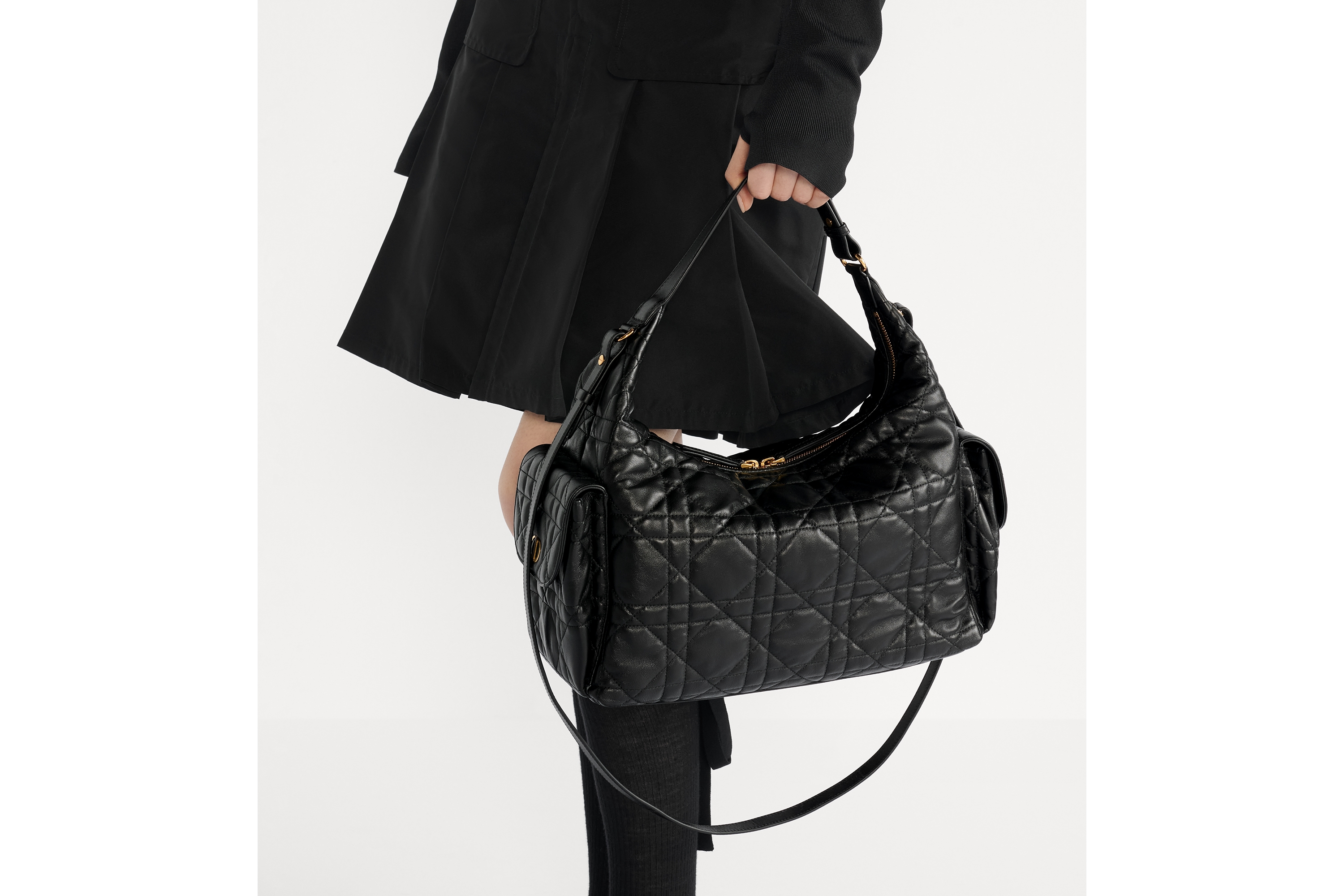 look_image_alt_prefix Grote D-Dream-tas Zwart lamsleer met Macrocannage-motief E10