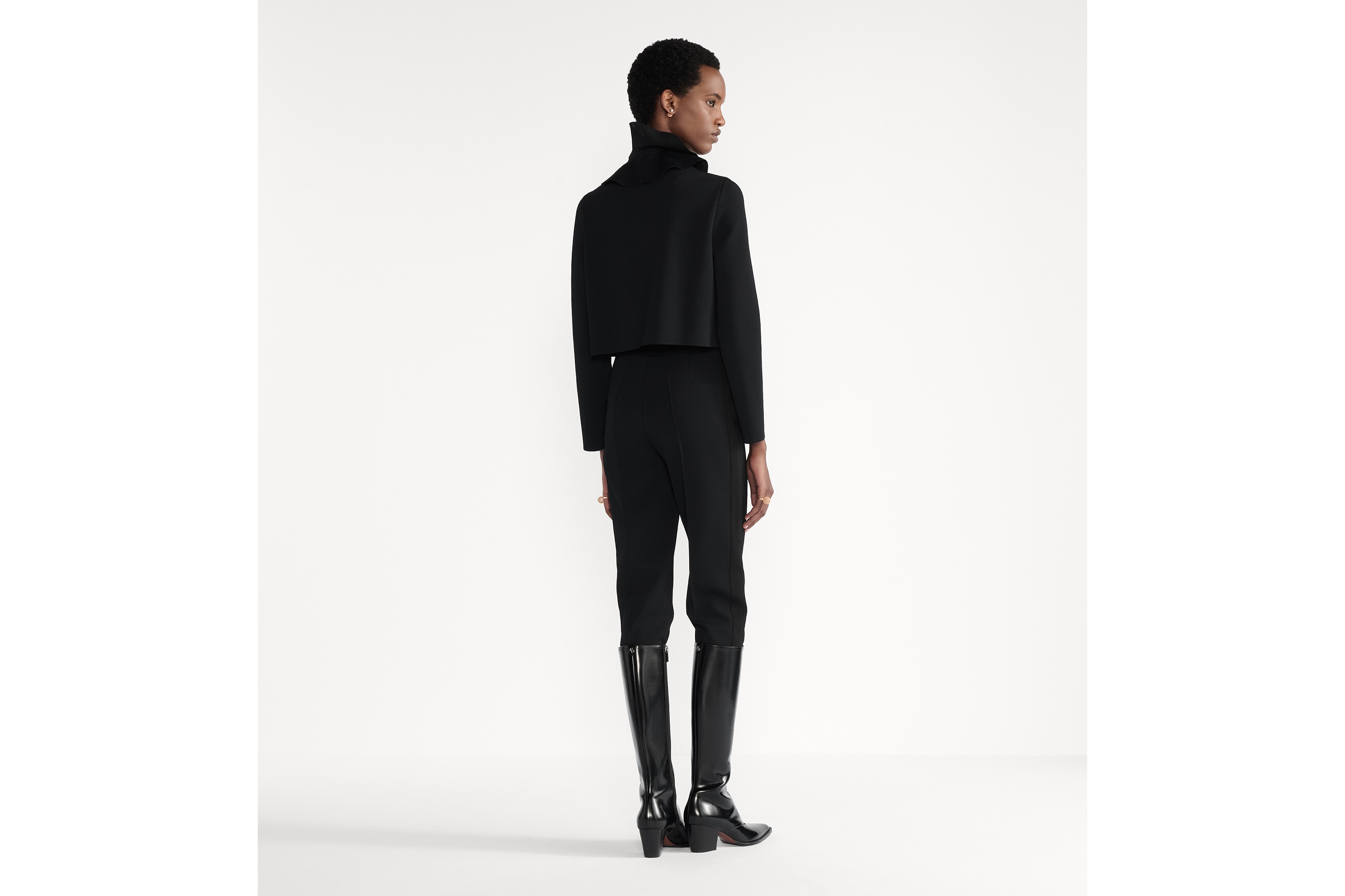 Cropped Jacket with Removable Ruched Collar