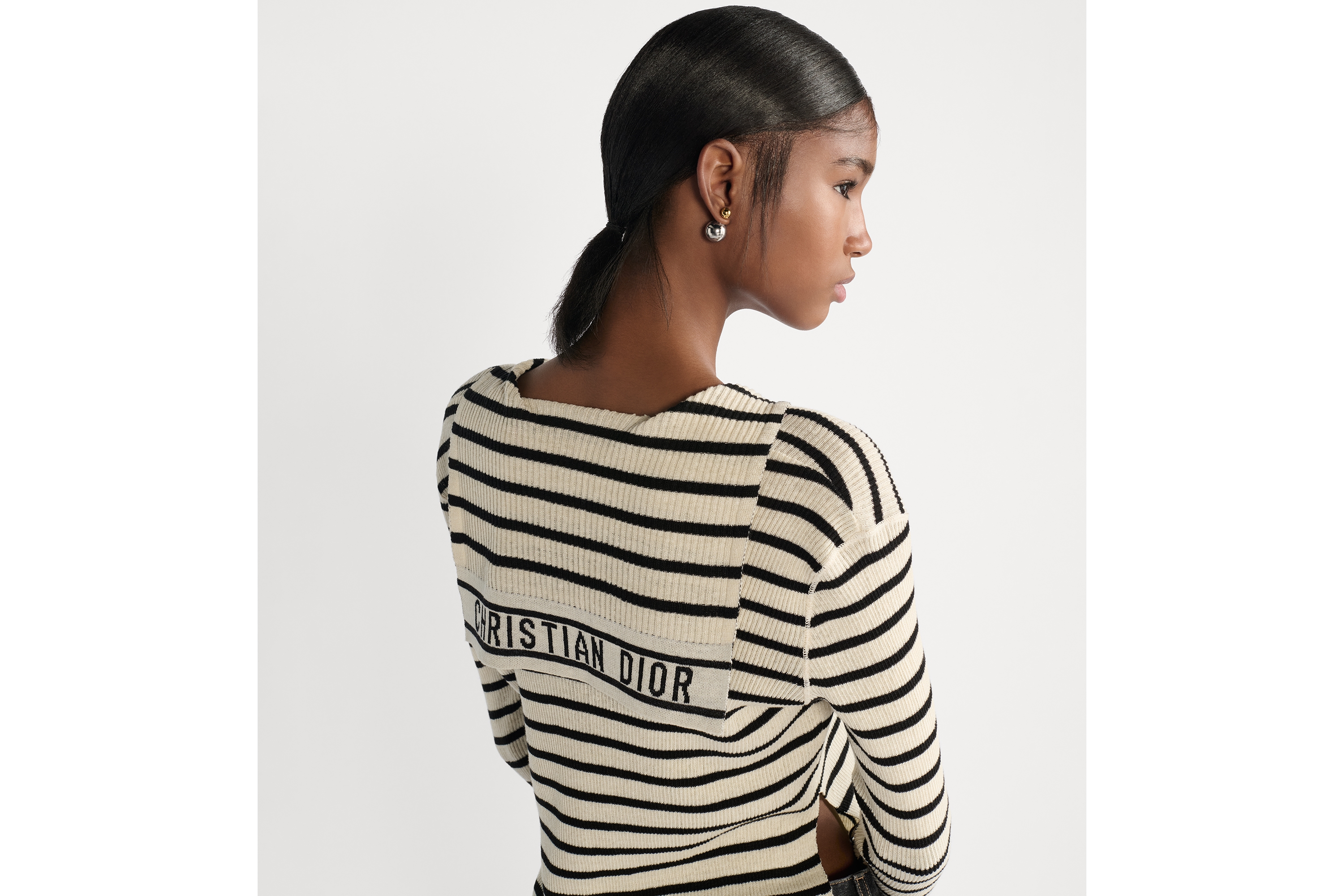 Sweater with Lace-Up Neckline