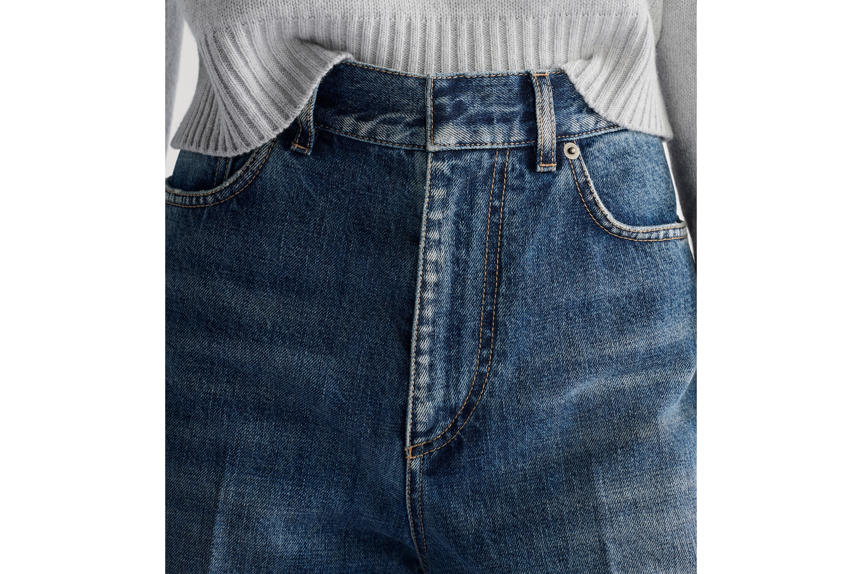 Look Flared Jeans Blue Stonewashed Cotton Denim E13